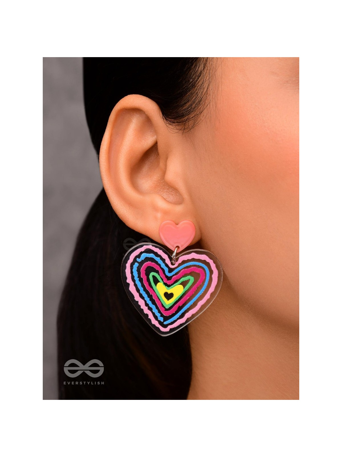 HEARTS RIPPLES - MULTICOLOR ACRYLIC EARRINGS
