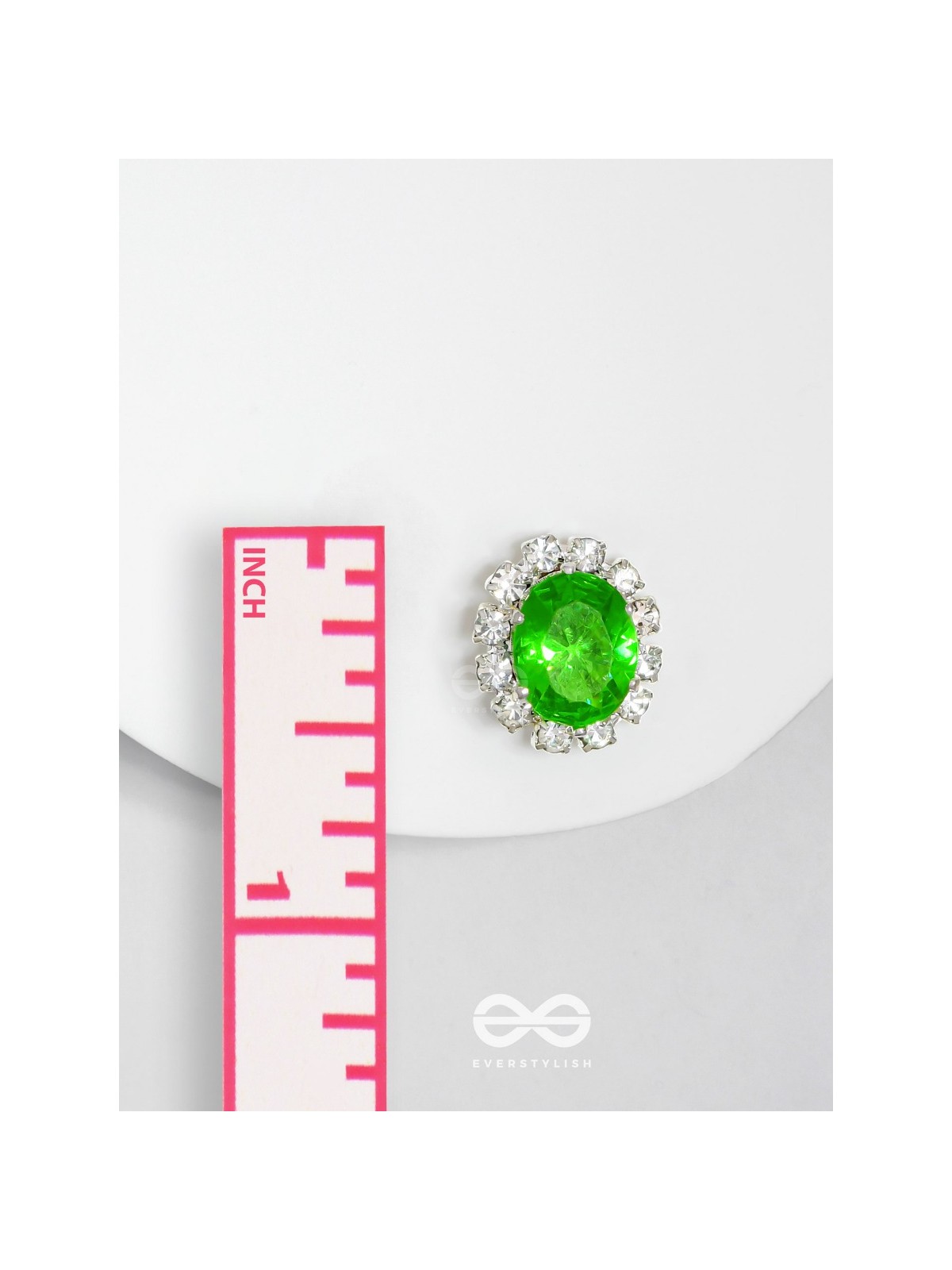 SHIMMER AND SHINE - SILVER AND GREEN EMBELLISHED STUD EARRINGS