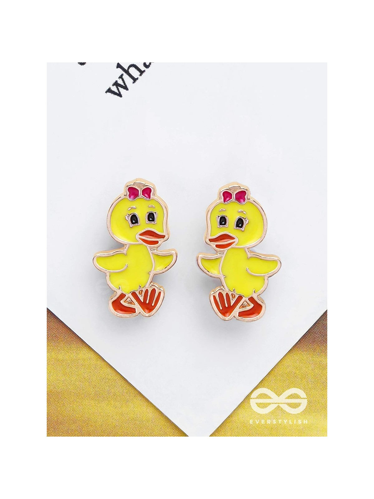 THE TWEETY PIE - GOLDEN EMBELLISHED STUD EARRINGS