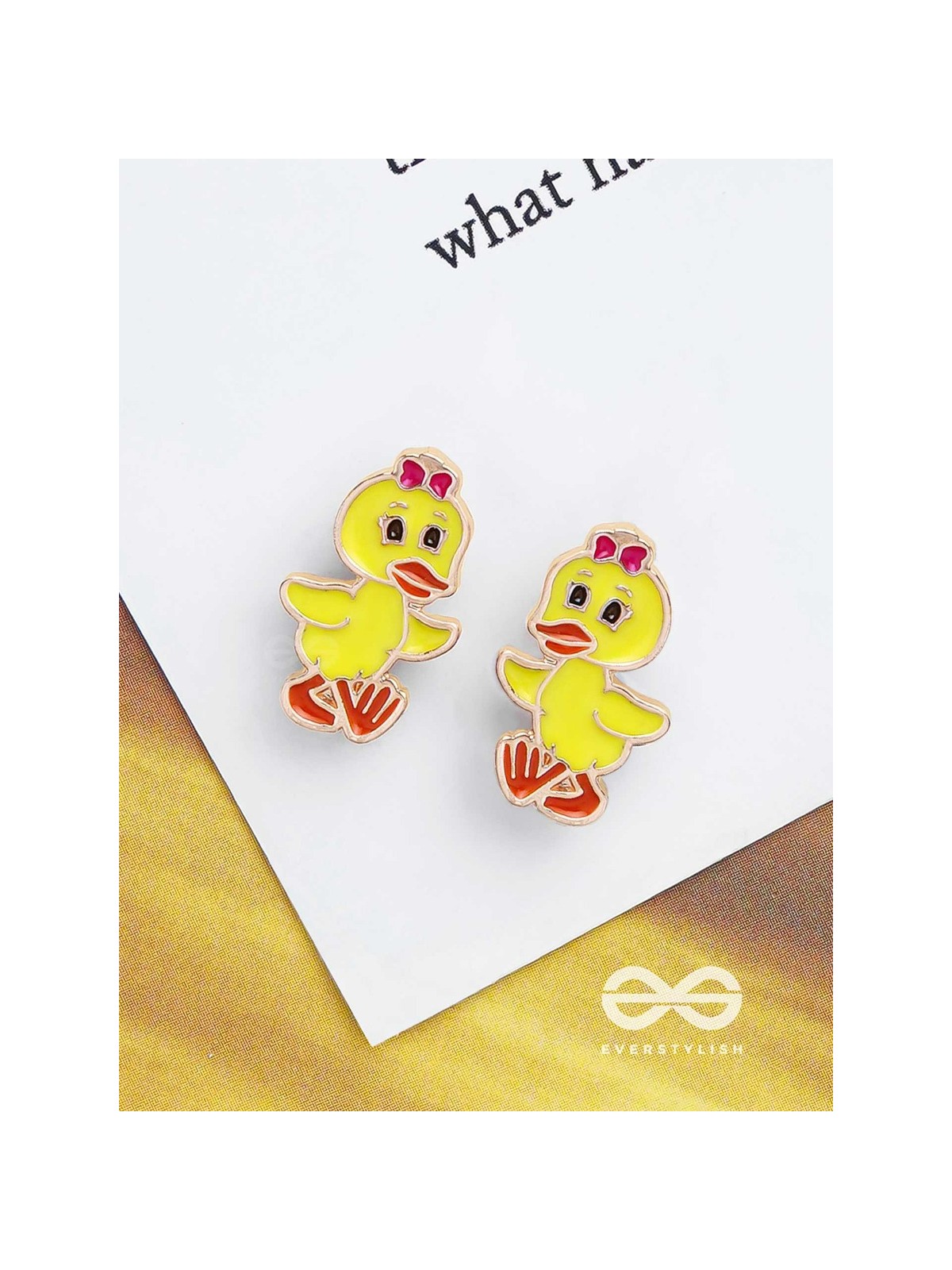 THE TWEETY PIE - GOLDEN EMBELLISHED STUD EARRINGS