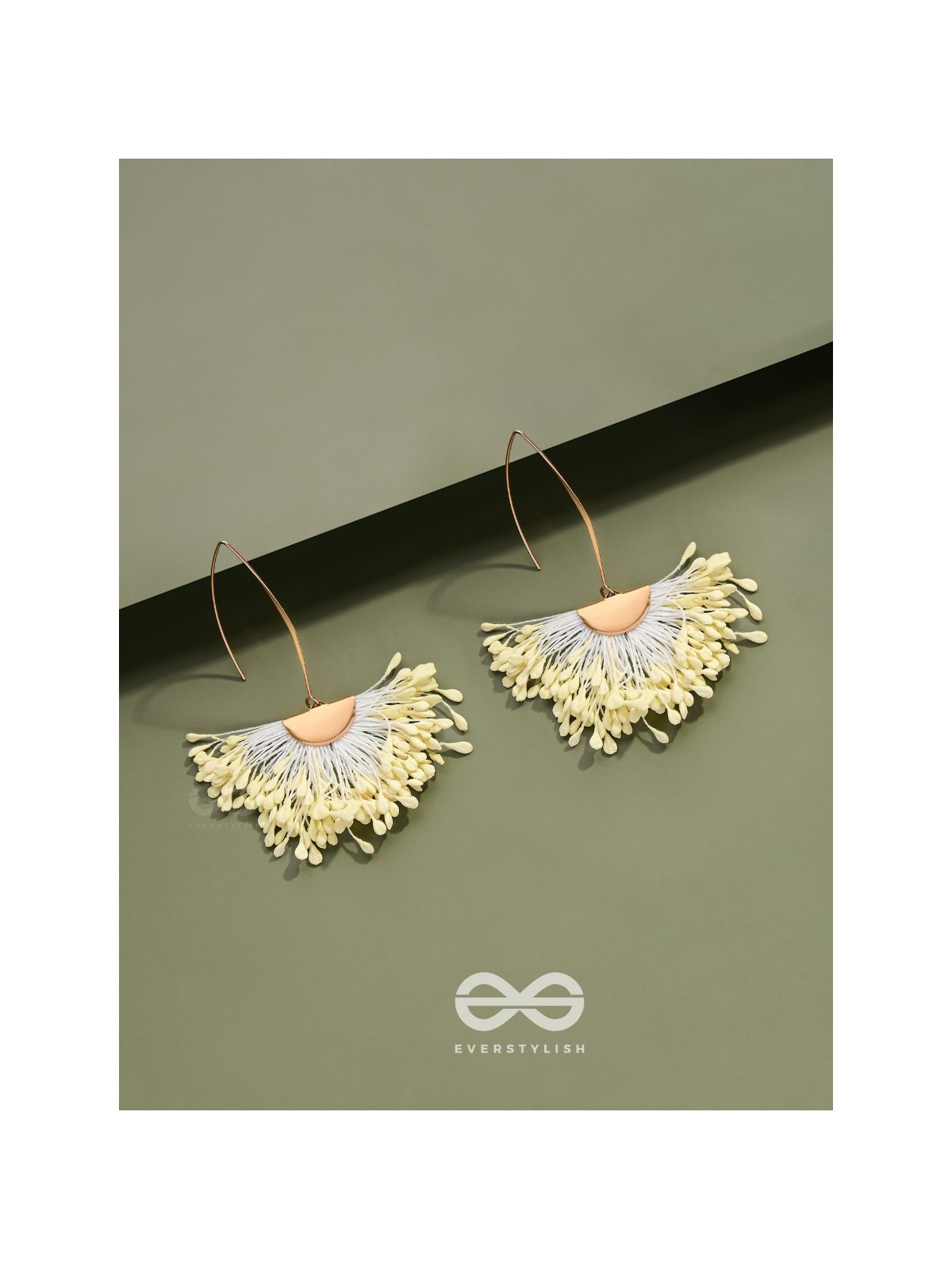 FREE SPIRIT SYMPHONY - GOLDEN EMBELLISHED EARRINGS (WHITE)
