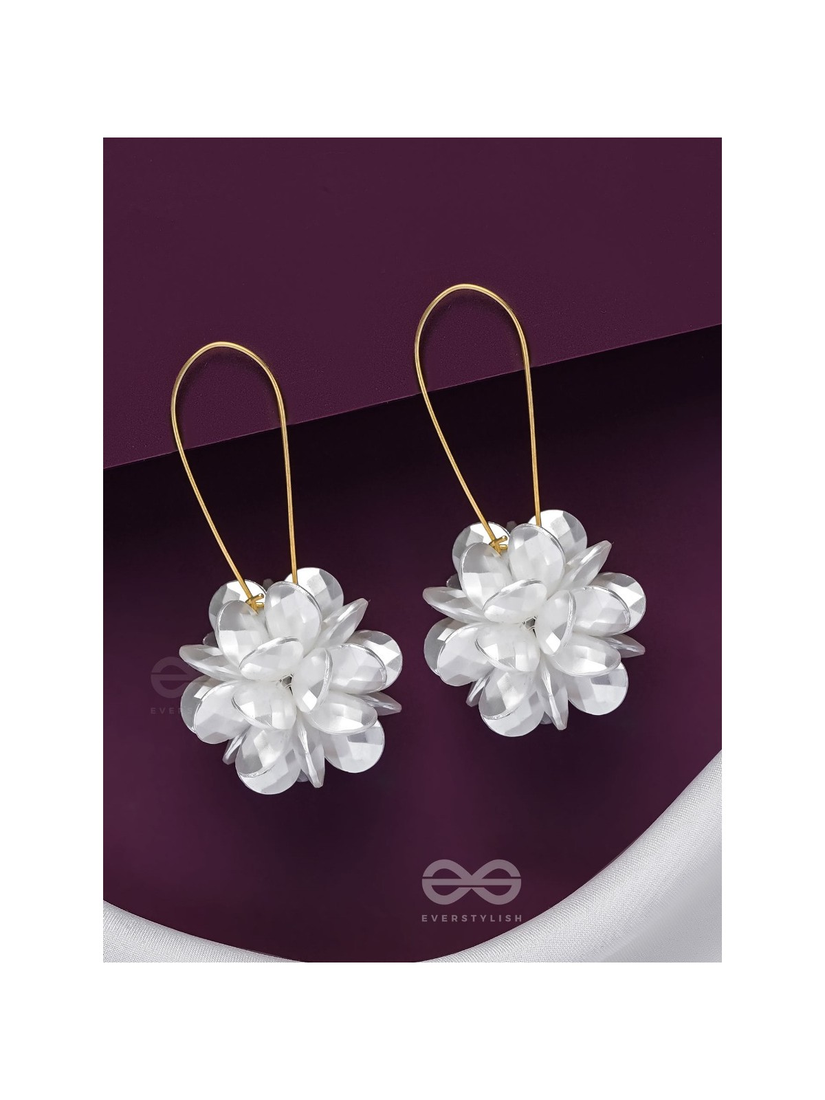 A WINTER ROSE - GOLDEN FLORAL EARRINGS