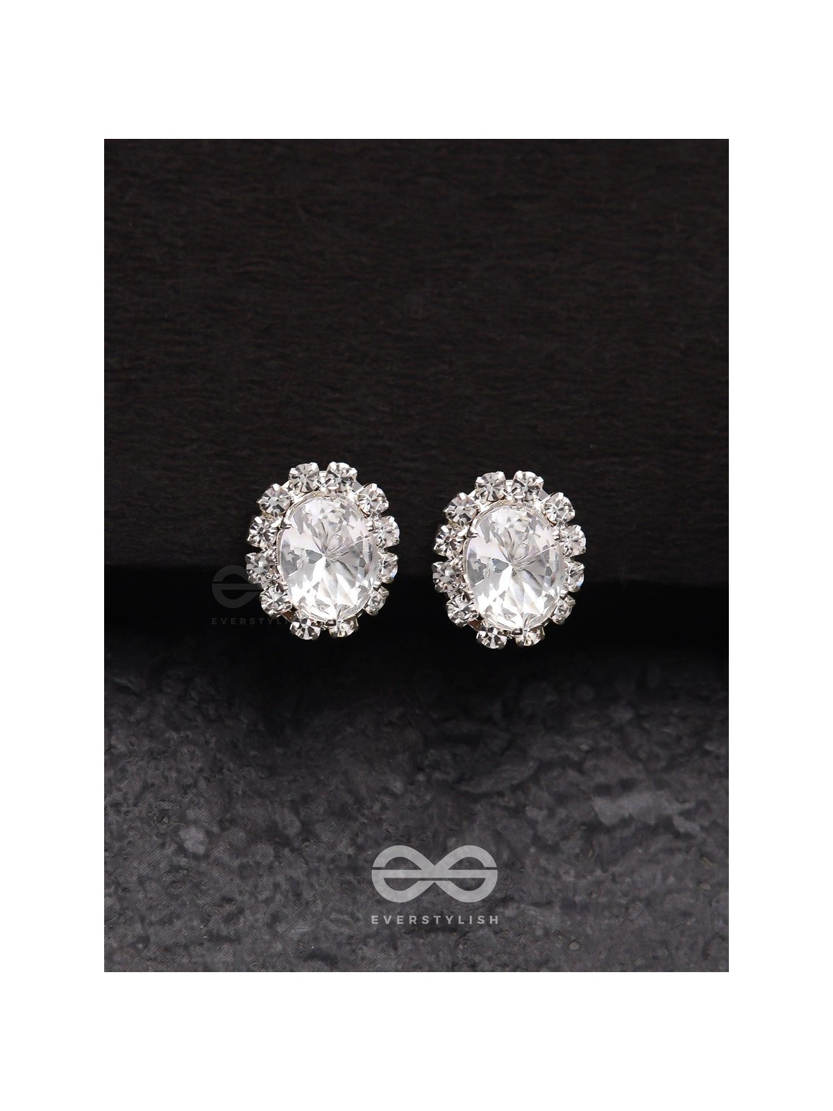 SHIMMER AND SHINE - SILVER EMBELLISHED STUD EARRINGS
