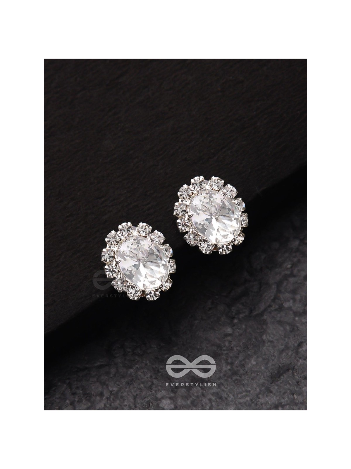 SHIMMER AND SHINE - SILVER EMBELLISHED STUD EARRINGS