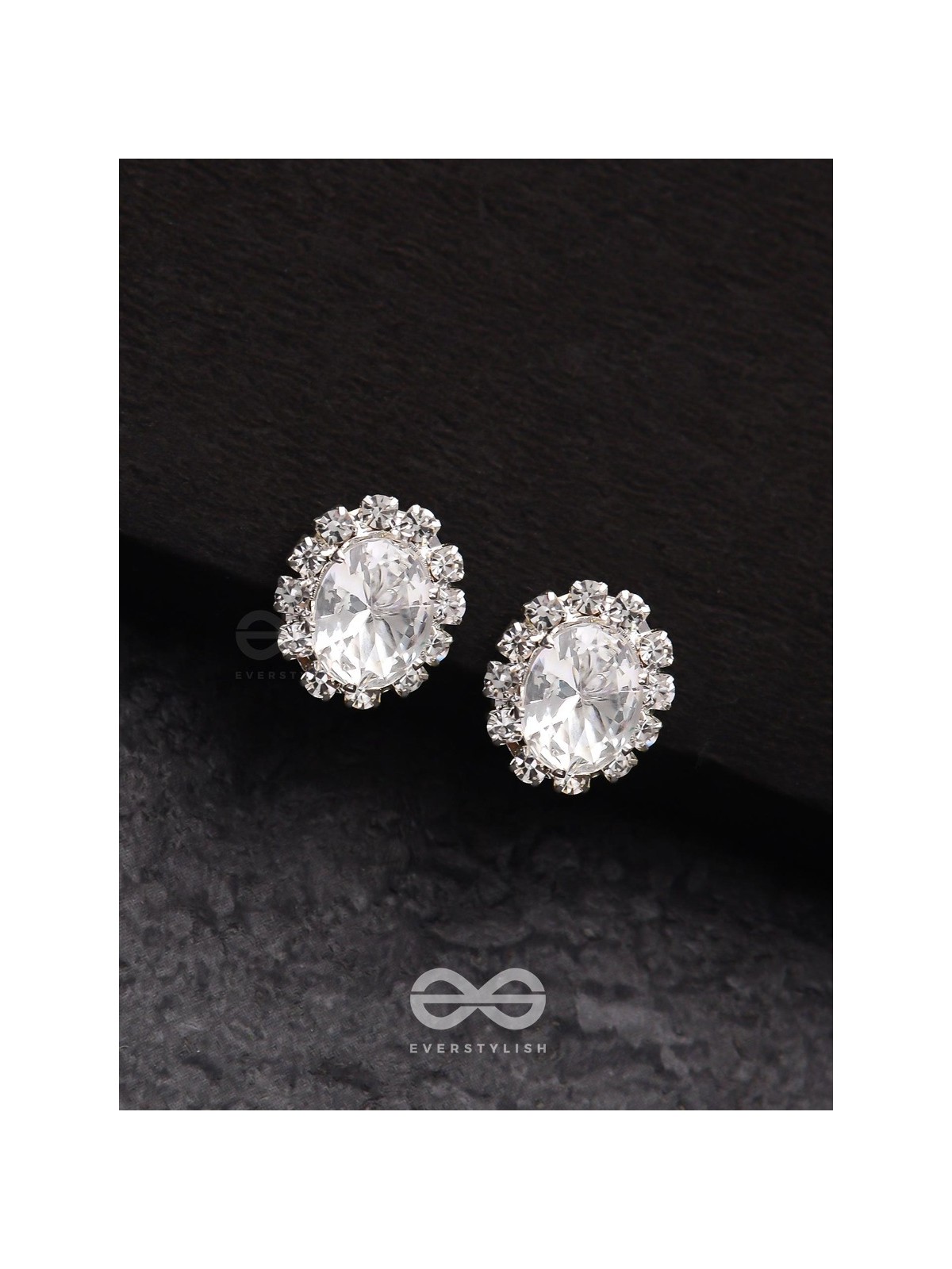 SHIMMER AND SHINE - SILVER EMBELLISHED STUD EARRINGS