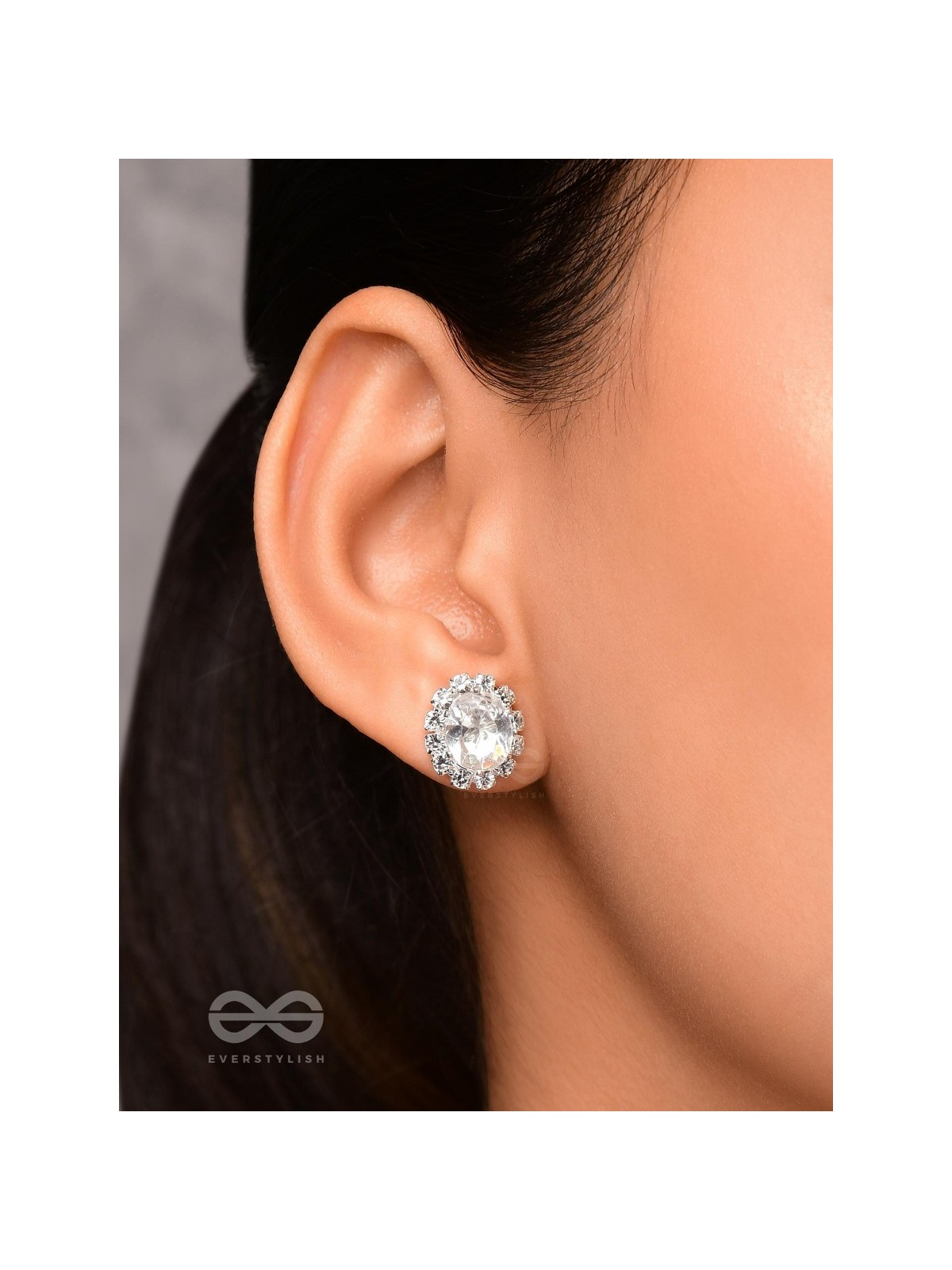 SHIMMER AND SHINE - SILVER EMBELLISHED STUD EARRINGS