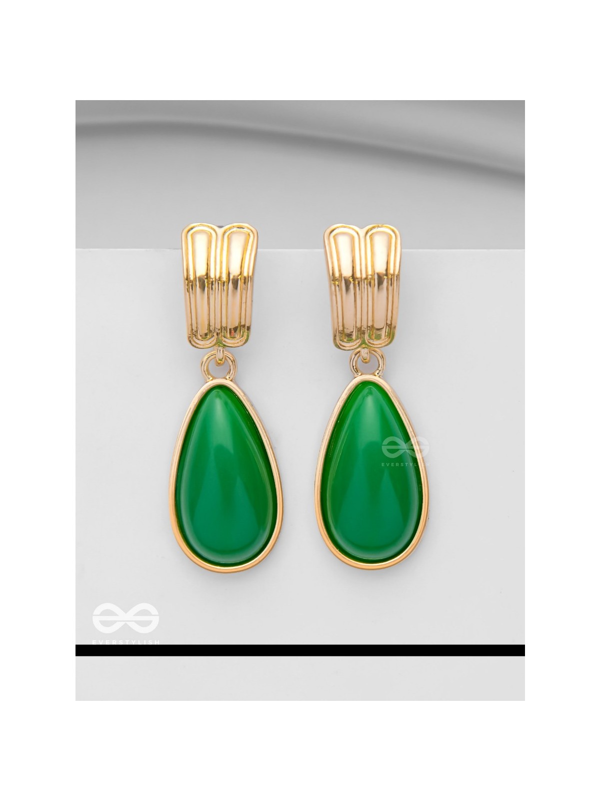 THE LIME LIGHT - GOLDEN AND GREEN DROP EARRINGS