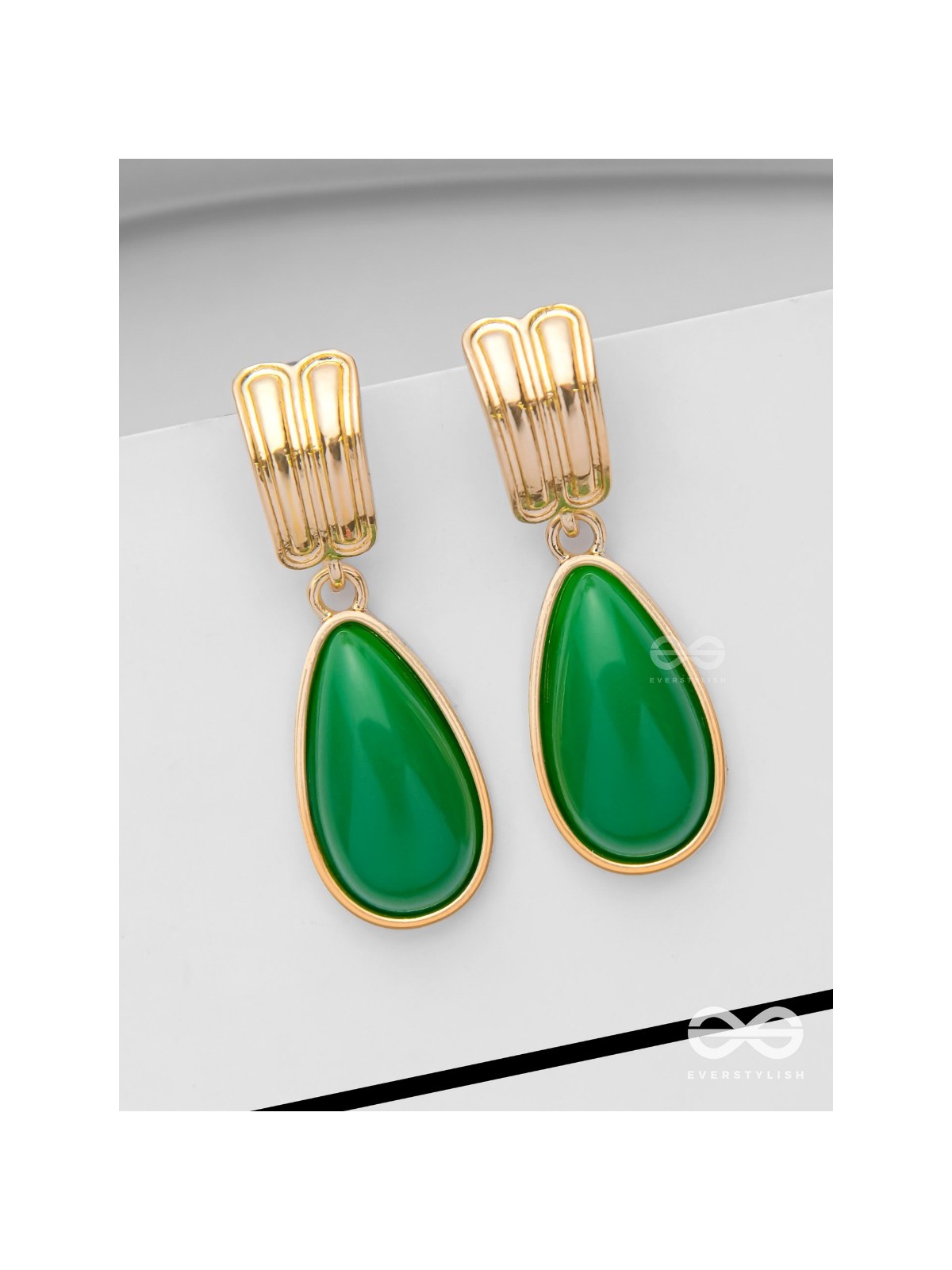 THE LIME LIGHT - GOLDEN AND GREEN DROP EARRINGS