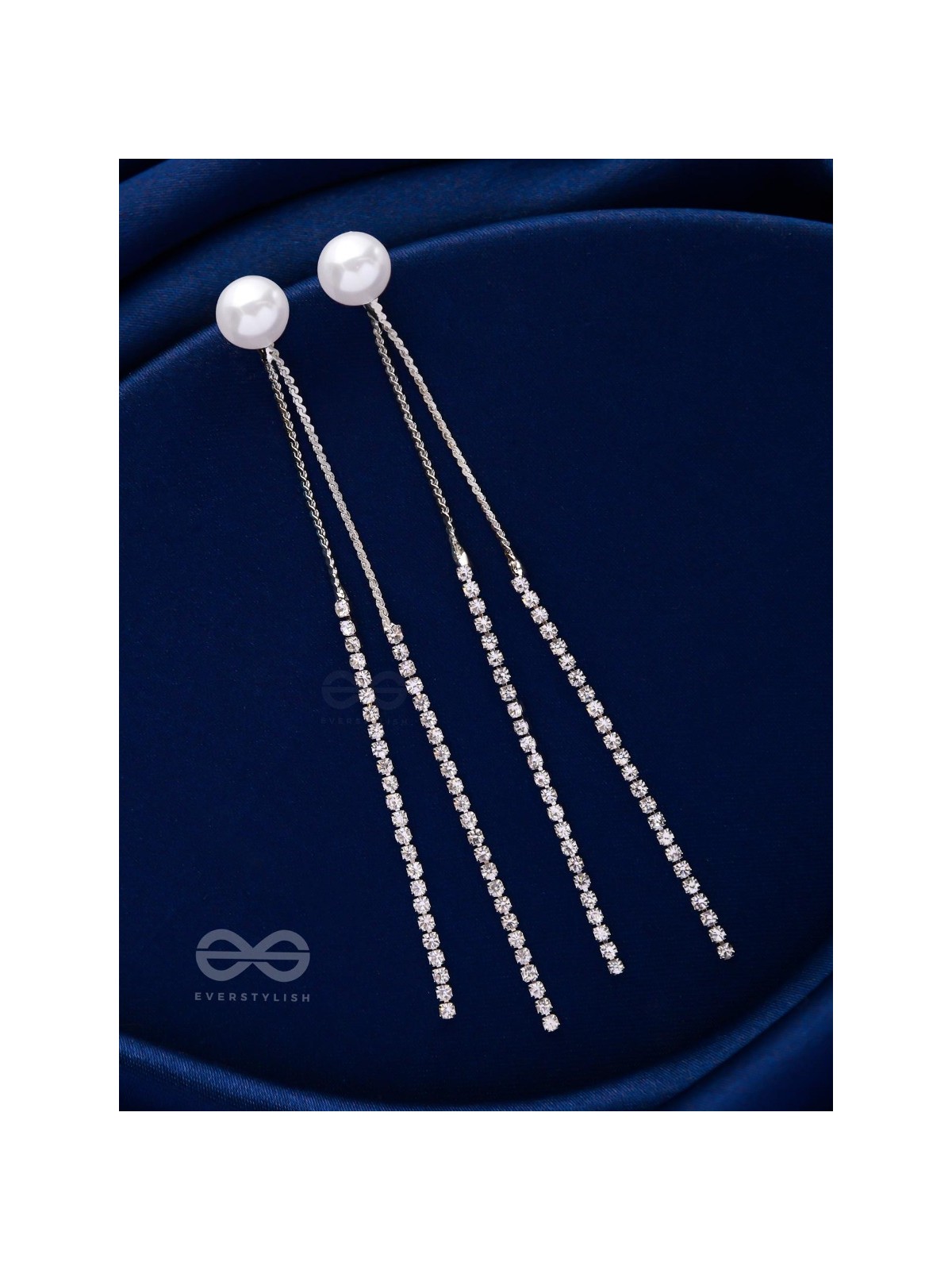 A MOONLIT PEARL - SILVER EMBELLISHED EAR JACKETS