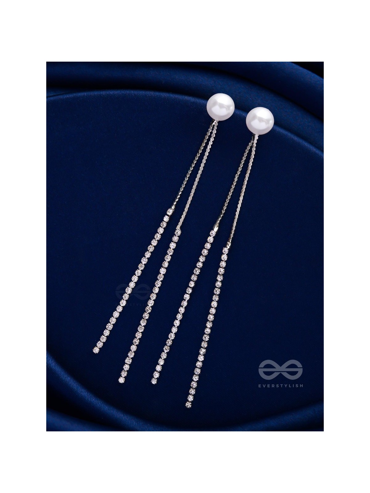 A MOONLIT PEARL - SILVER EMBELLISHED EAR JACKETS