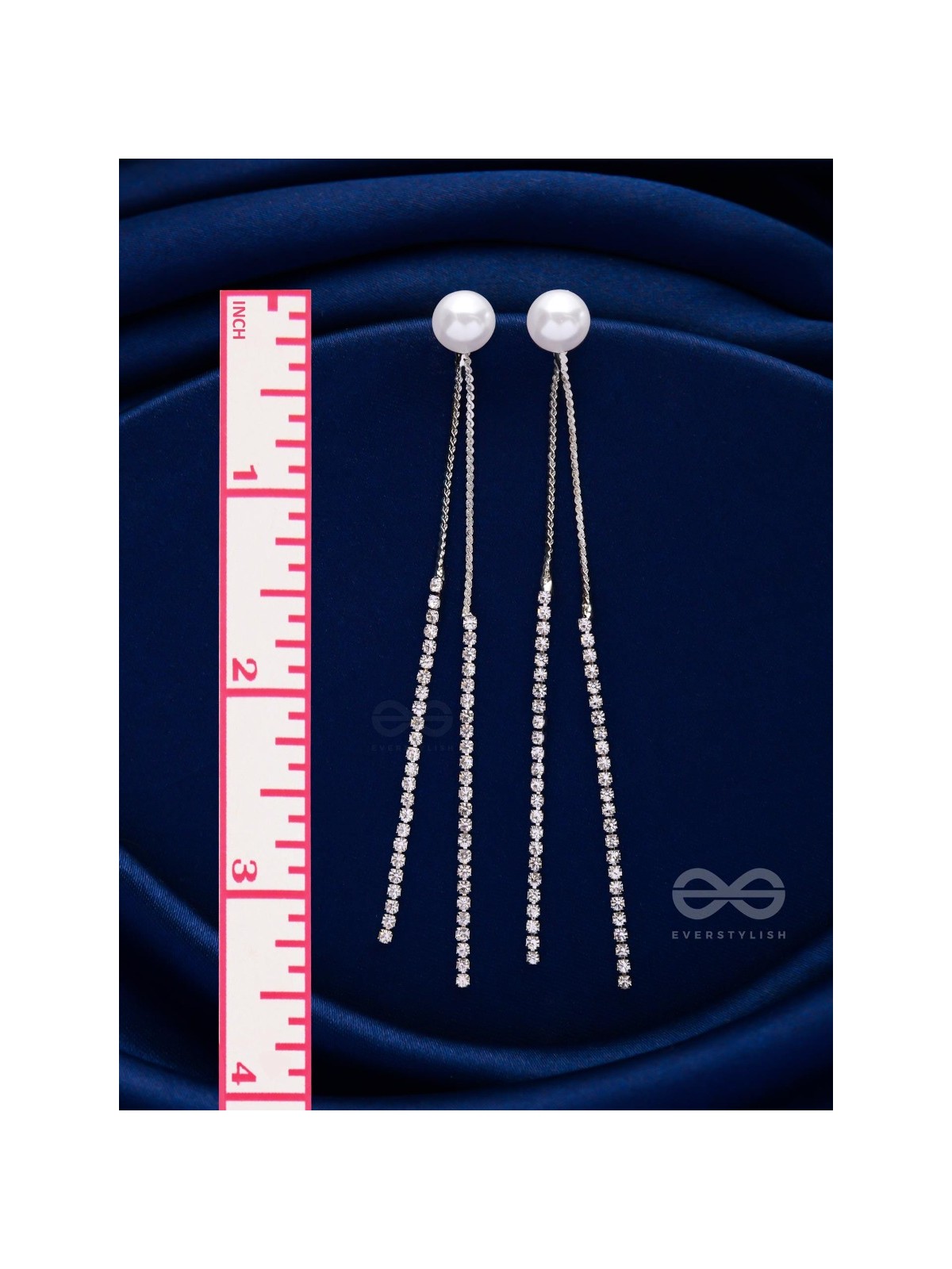 A MOONLIT PEARL - SILVER EMBELLISHED EAR JACKETS