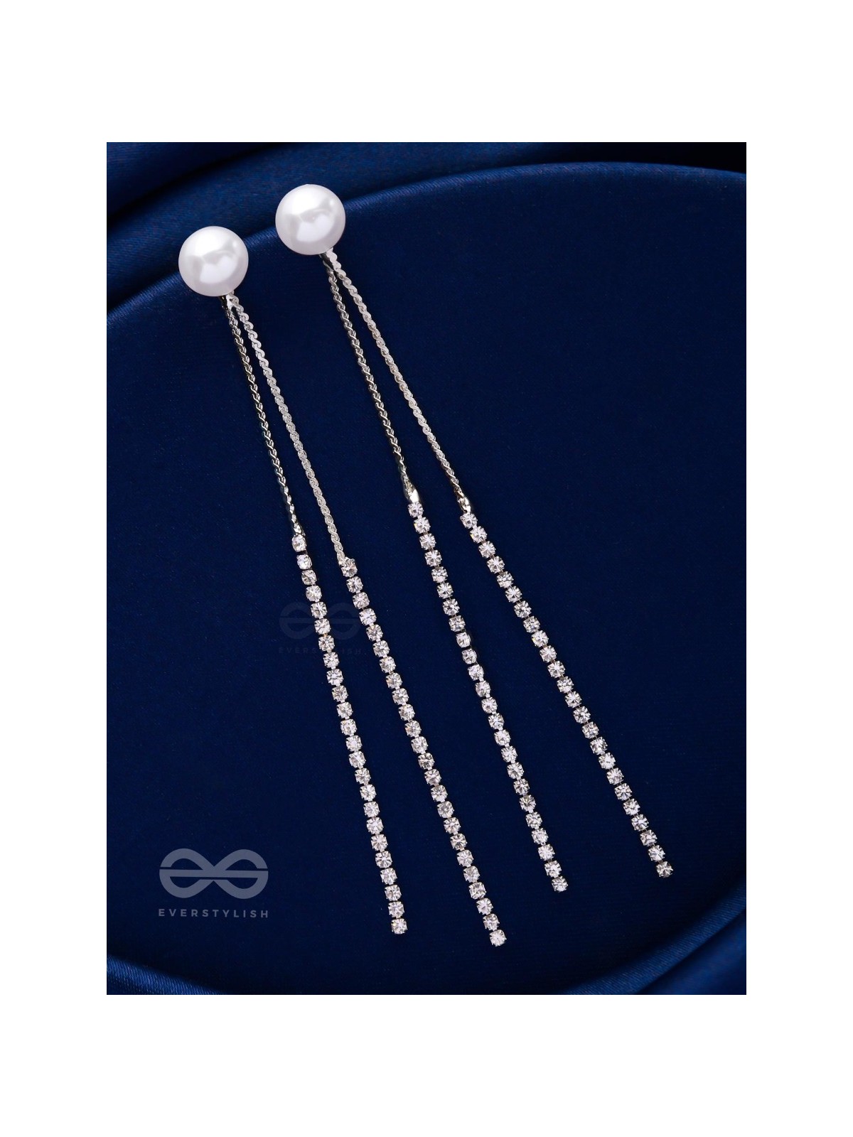A MOONLIT PEARL - SILVER EMBELLISHED EAR JACKETS