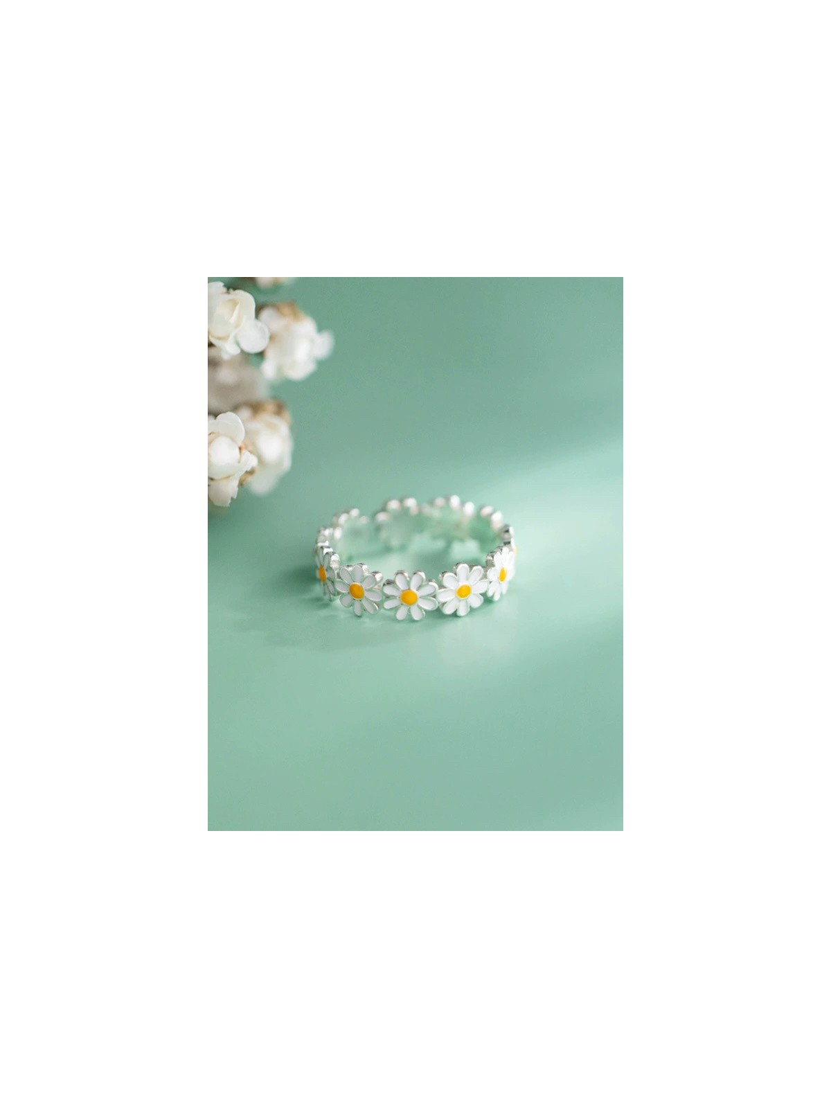 DAISY MEADOWS - SILVER EMBELLISHED RING (ADJUSTABLE)