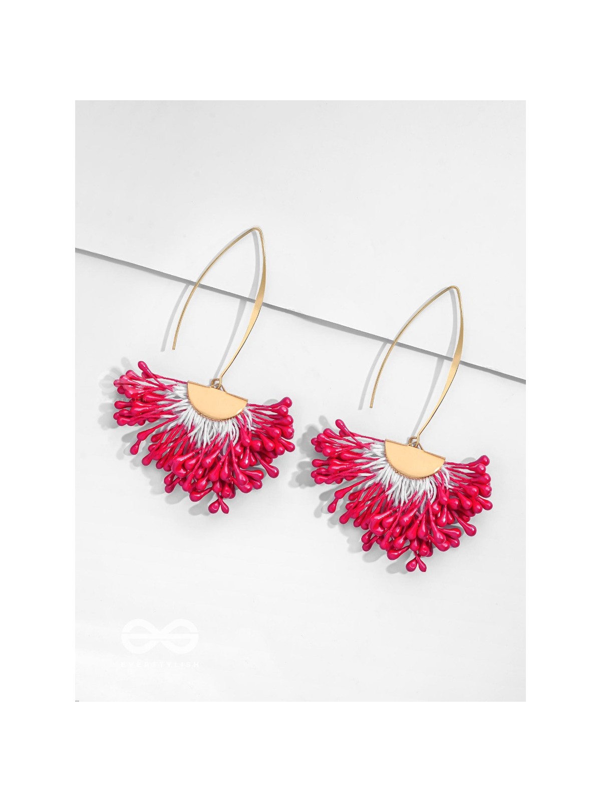 FREE SPIRIT SYMPHONY - GOLDEN EMBELLISHED EARRINGS (RED)