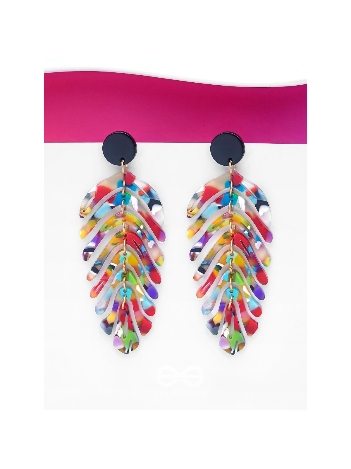 THE TROPICAL LEAFLETS - MULTICOLOR ACRYLIC EARRINGS