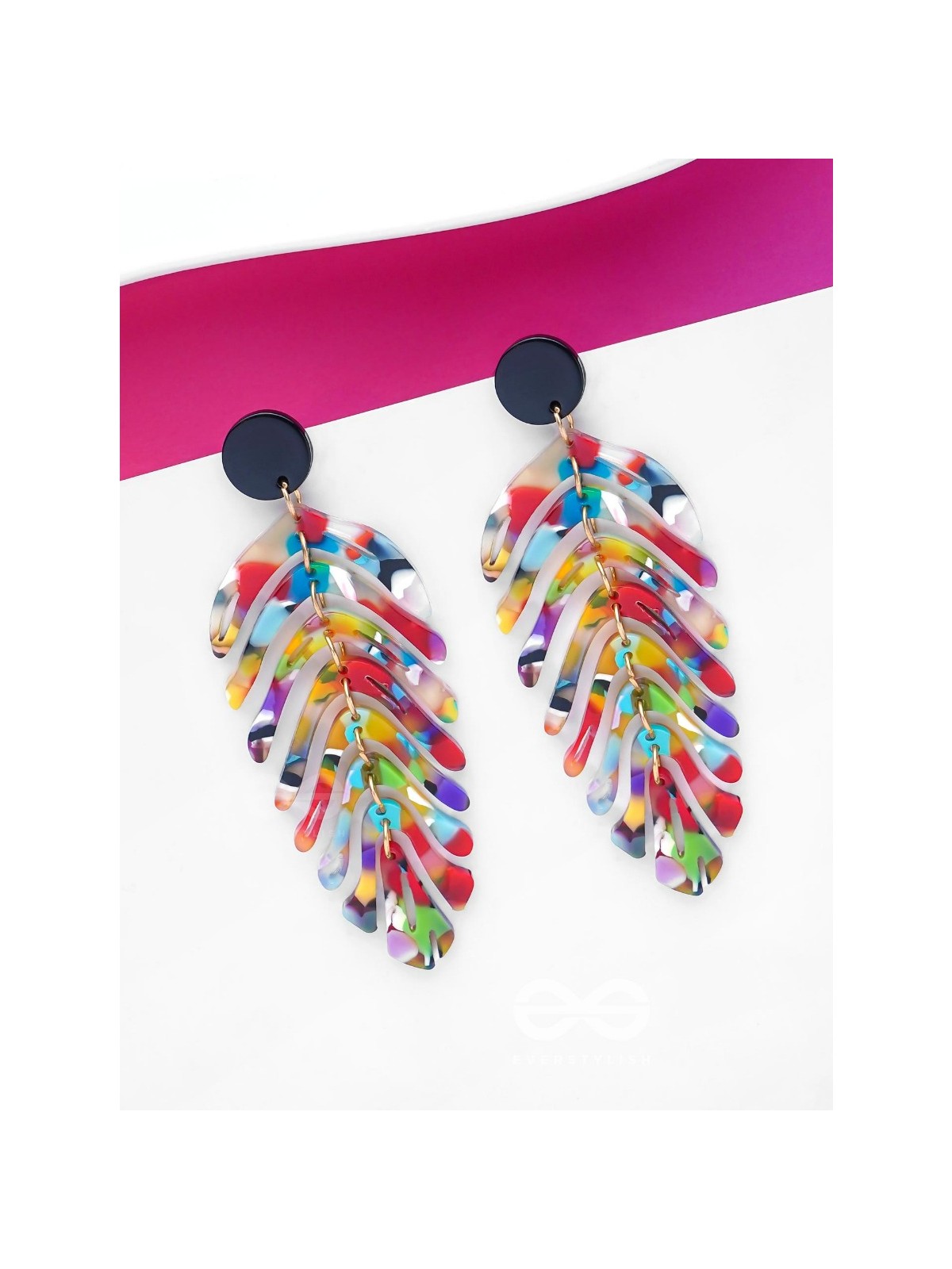 THE TROPICAL LEAFLETS - MULTICOLOR ACRYLIC EARRINGS