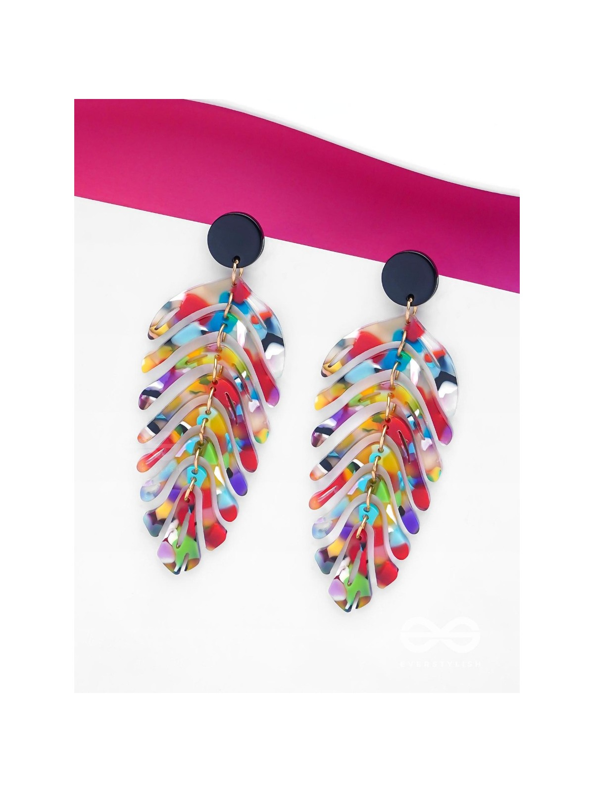 THE TROPICAL LEAFLETS - MULTICOLOR ACRYLIC EARRINGS