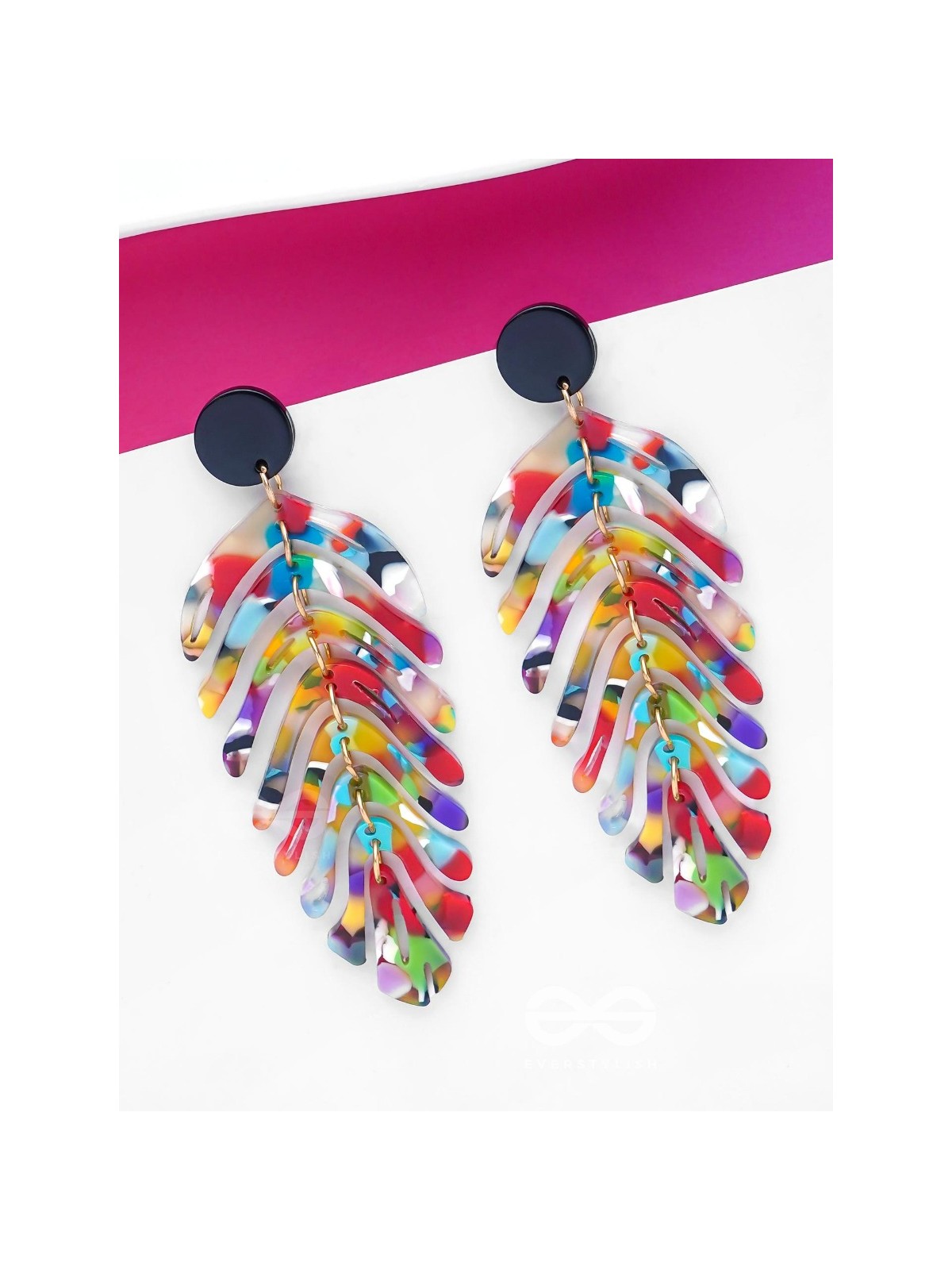 THE TROPICAL LEAFLETS - MULTICOLOR ACRYLIC EARRINGS