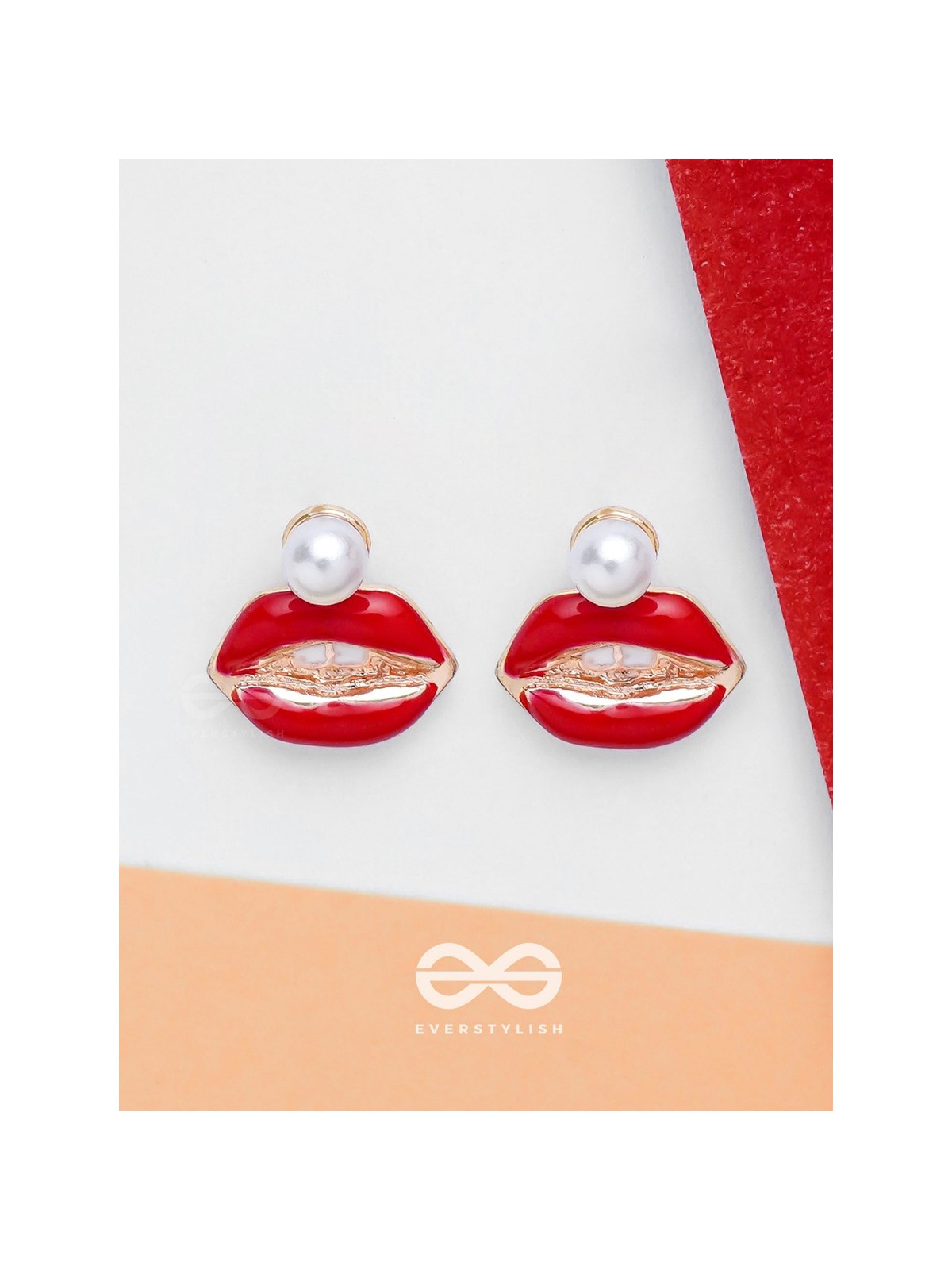 RUBY LIP CHARM - GOLDEN EMBELLISHED EARRINGS