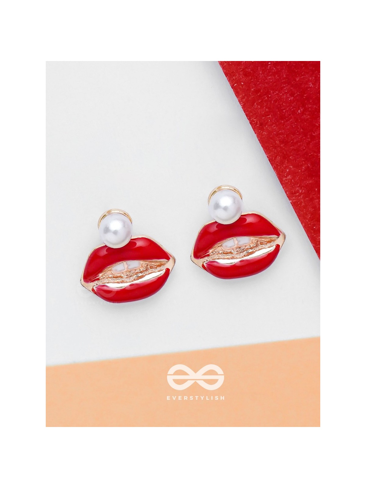 RUBY LIP CHARM - GOLDEN EMBELLISHED EARRINGS