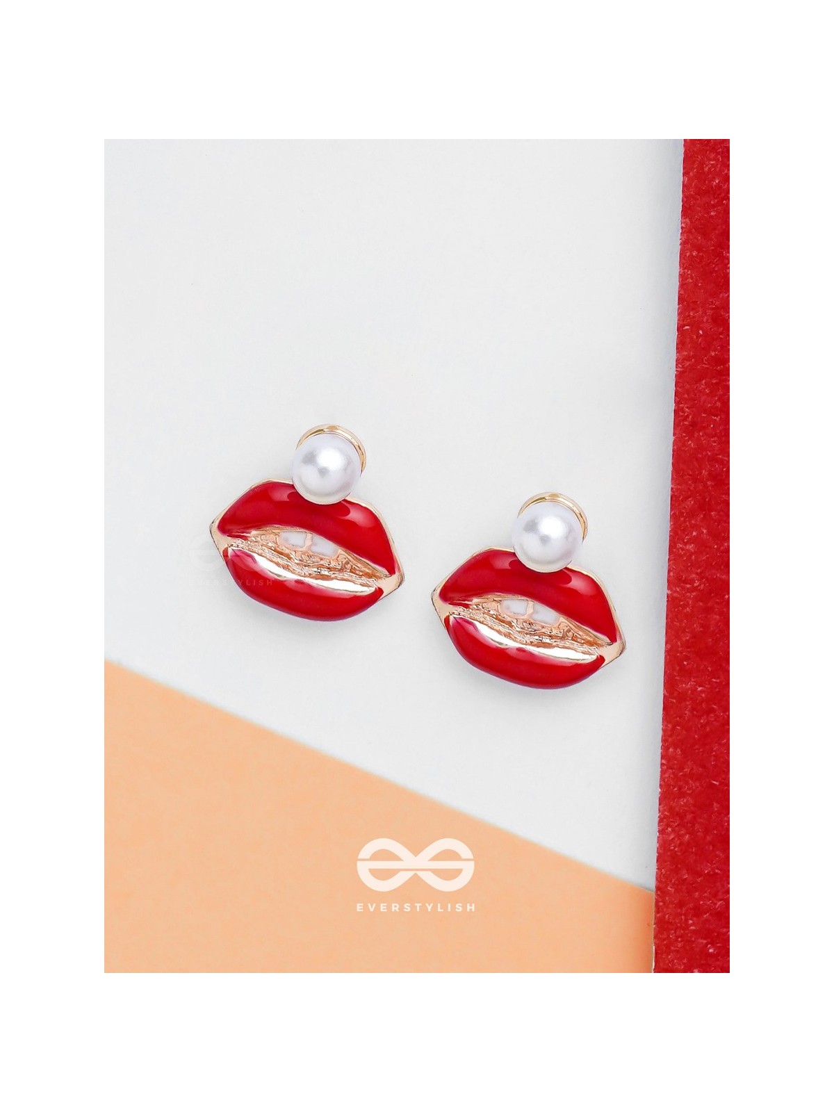 RUBY LIP CHARM - GOLDEN EMBELLISHED EARRINGS
