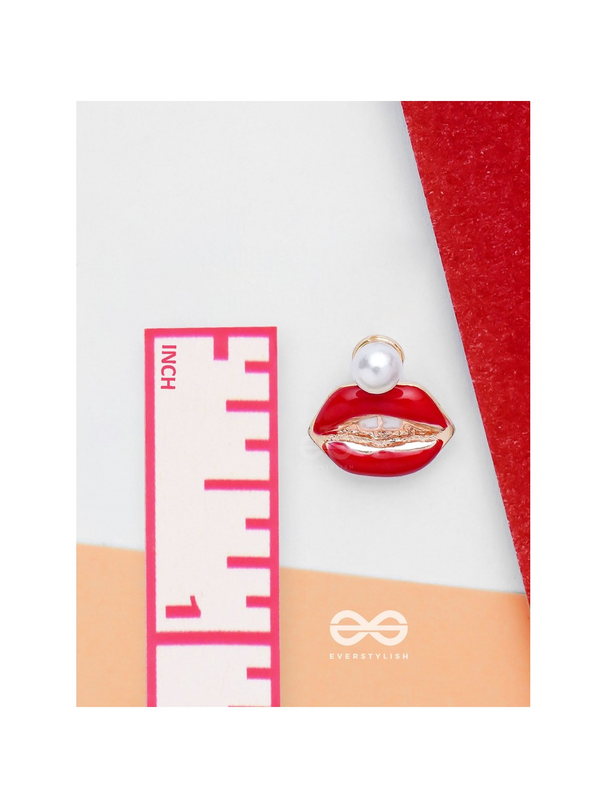 RUBY LIP CHARM - GOLDEN EMBELLISHED EARRINGS
