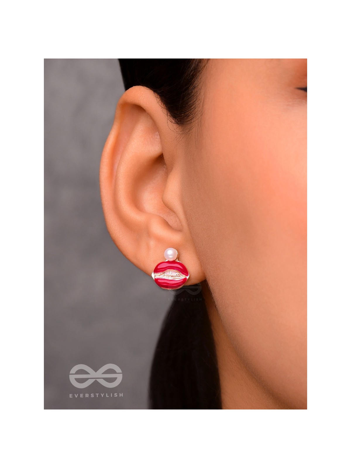 RUBY LIP CHARM - GOLDEN EMBELLISHED EARRINGS