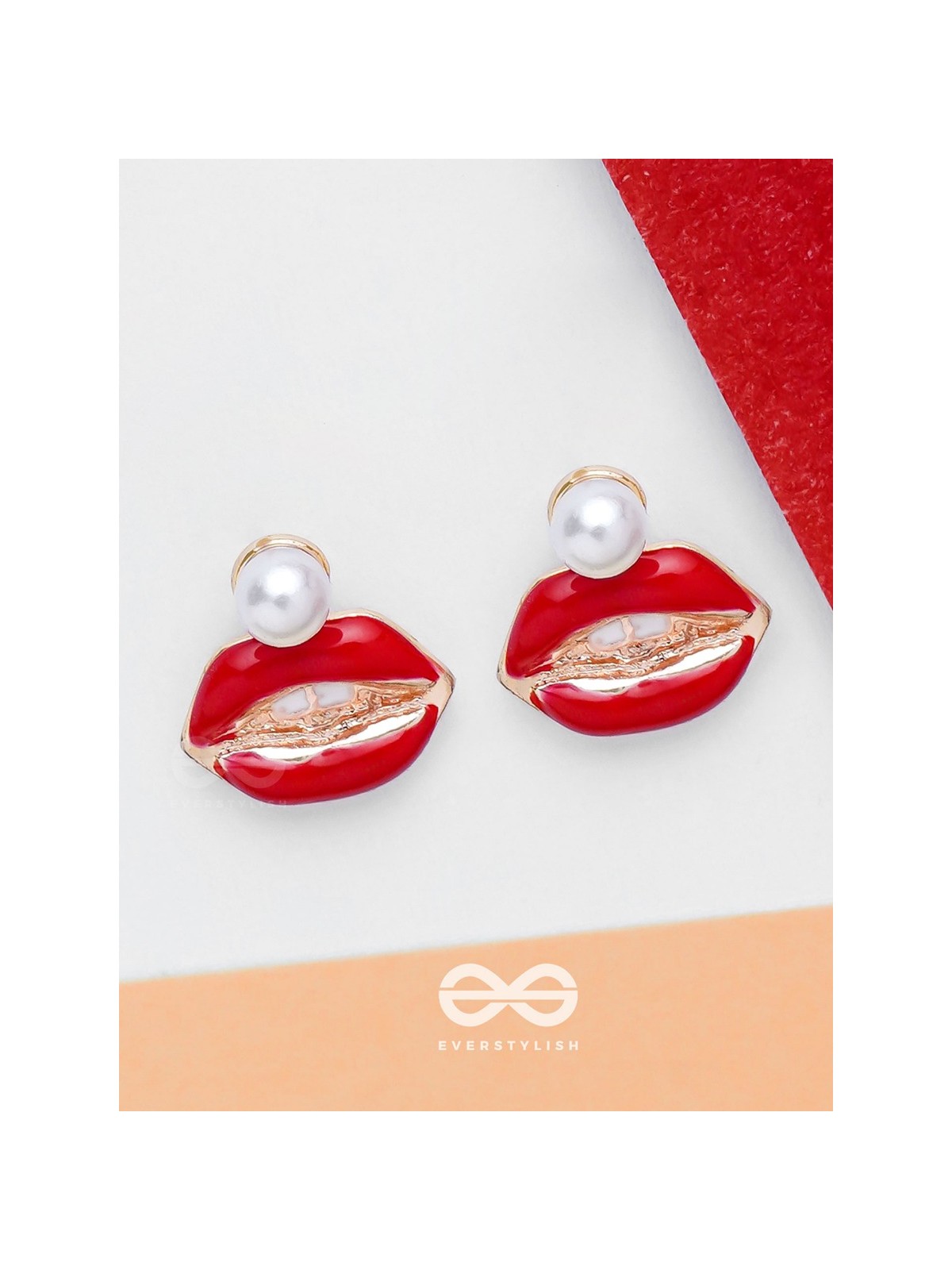 RUBY LIP CHARM - GOLDEN EMBELLISHED EARRINGS