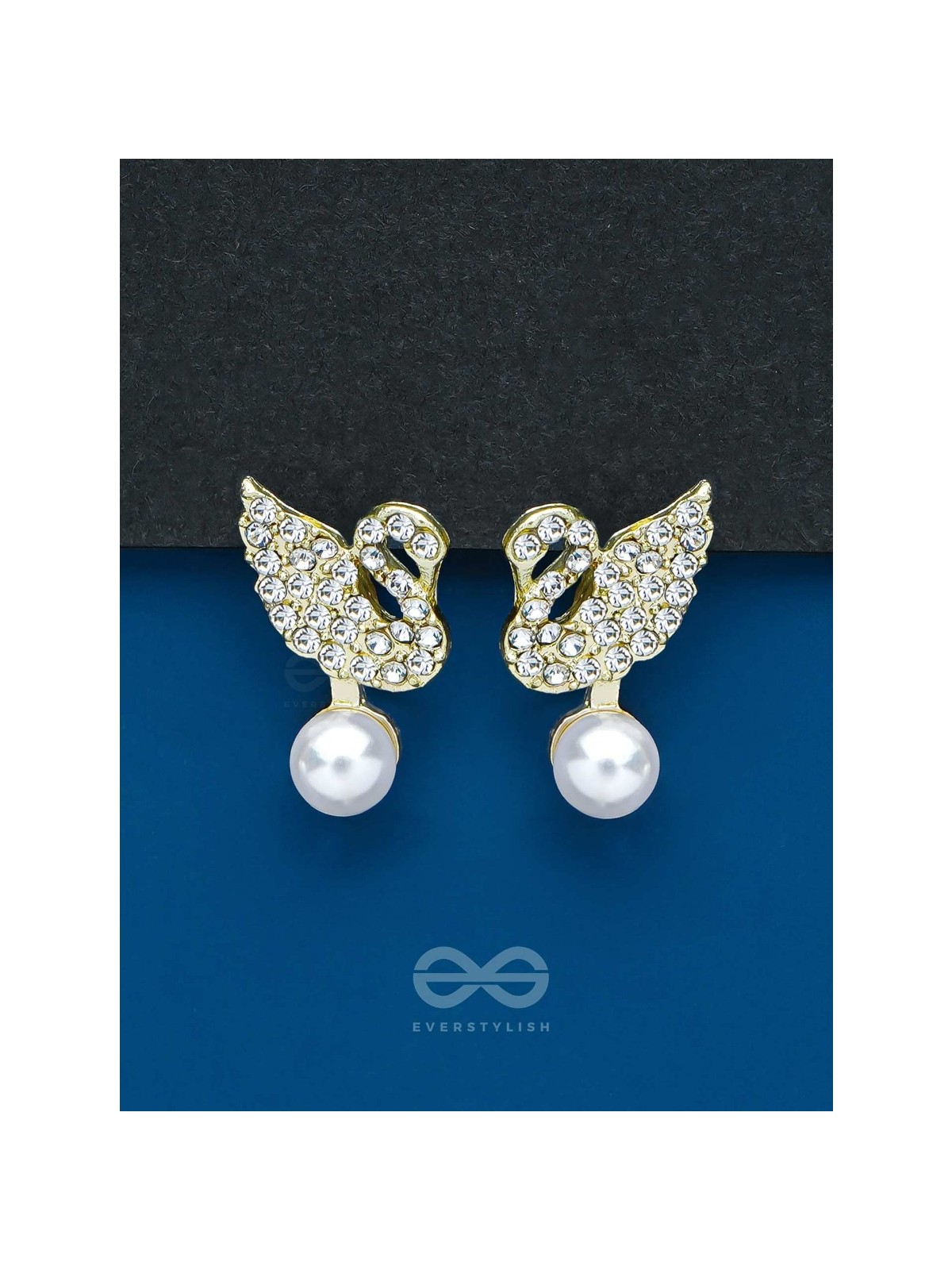 THE SWAN'S EMBRACE - GOLDEN EMBELLISHED EARRINGS
