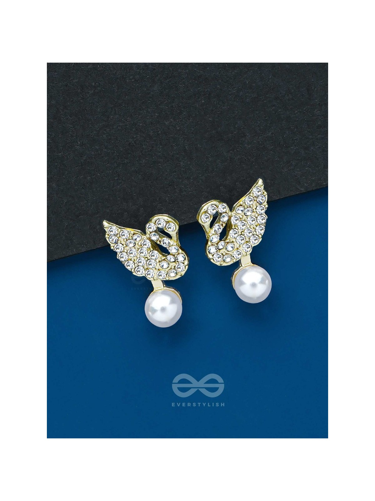 THE SWAN'S EMBRACE - GOLDEN EMBELLISHED EARRINGS