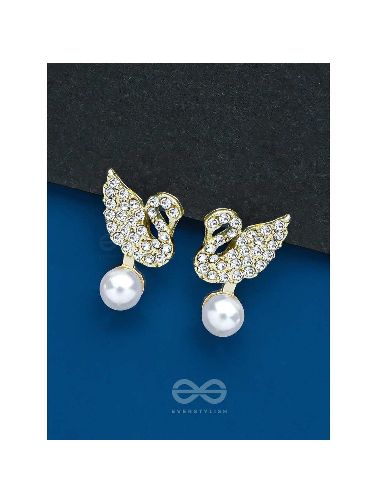 THE SWAN'S EMBRACE - GOLDEN EMBELLISHED EARRINGS