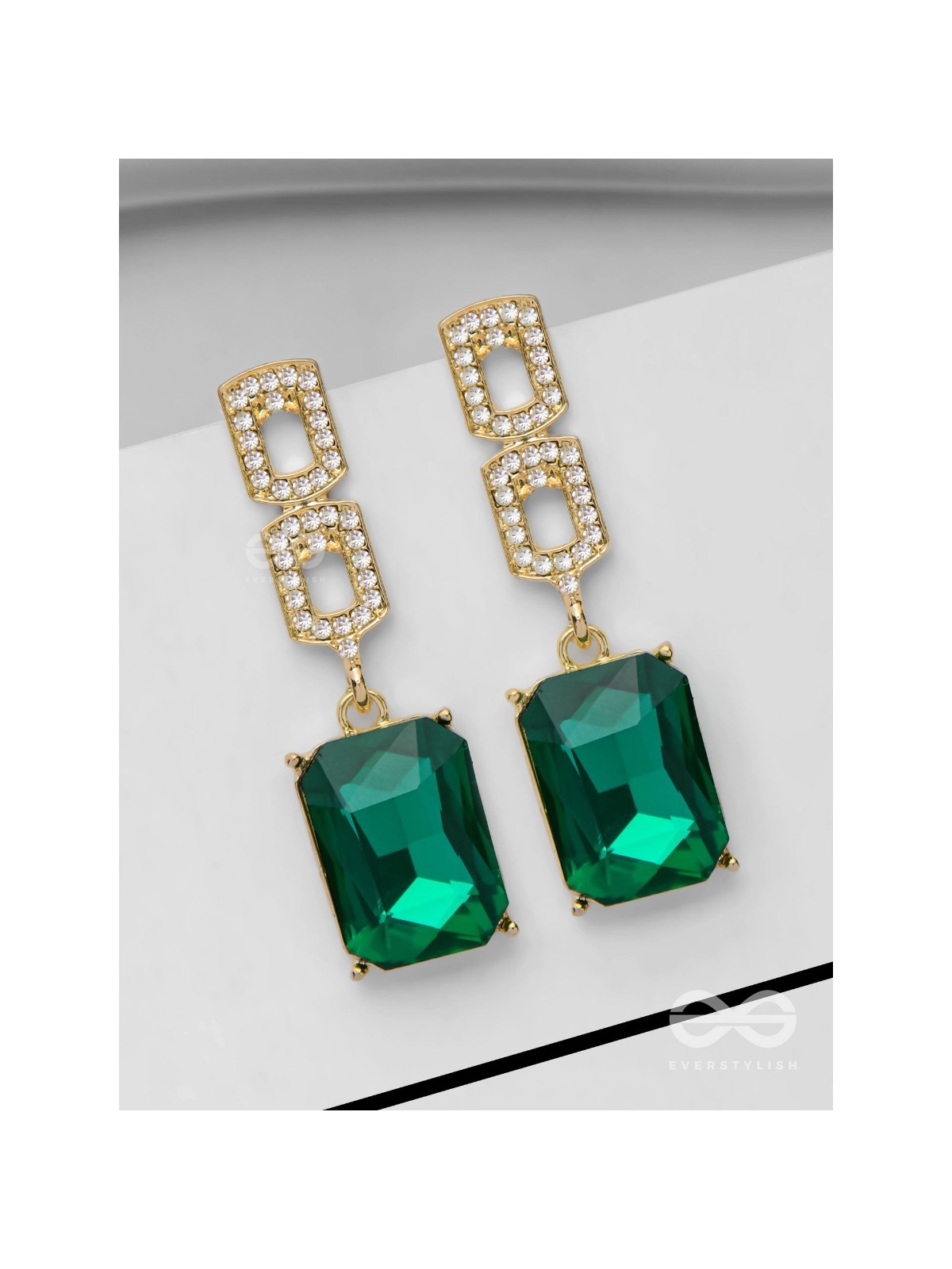 THE SPARKLING EMERALDS - GOLDEN EMBELLISHED EARRINGS