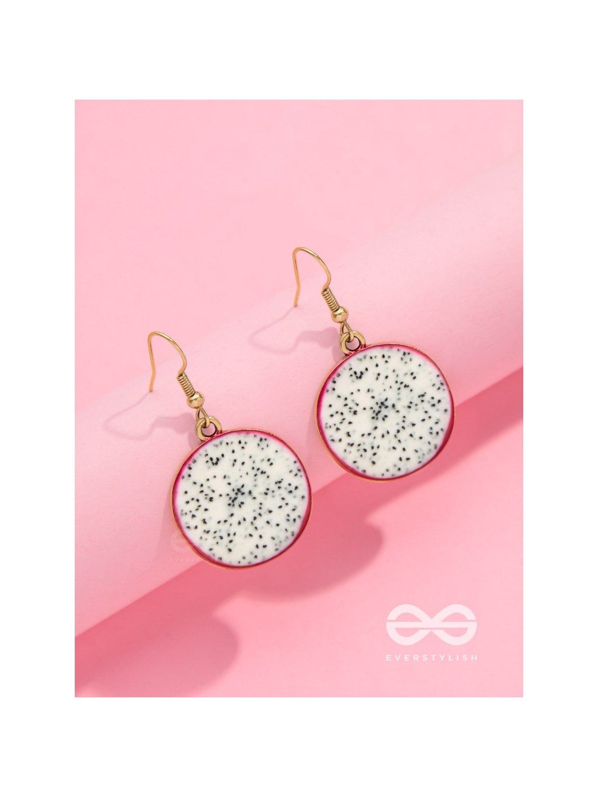 THE DRAGONFRUIT DELICACY - GOLDEN EMBELISHED EARRINGS
