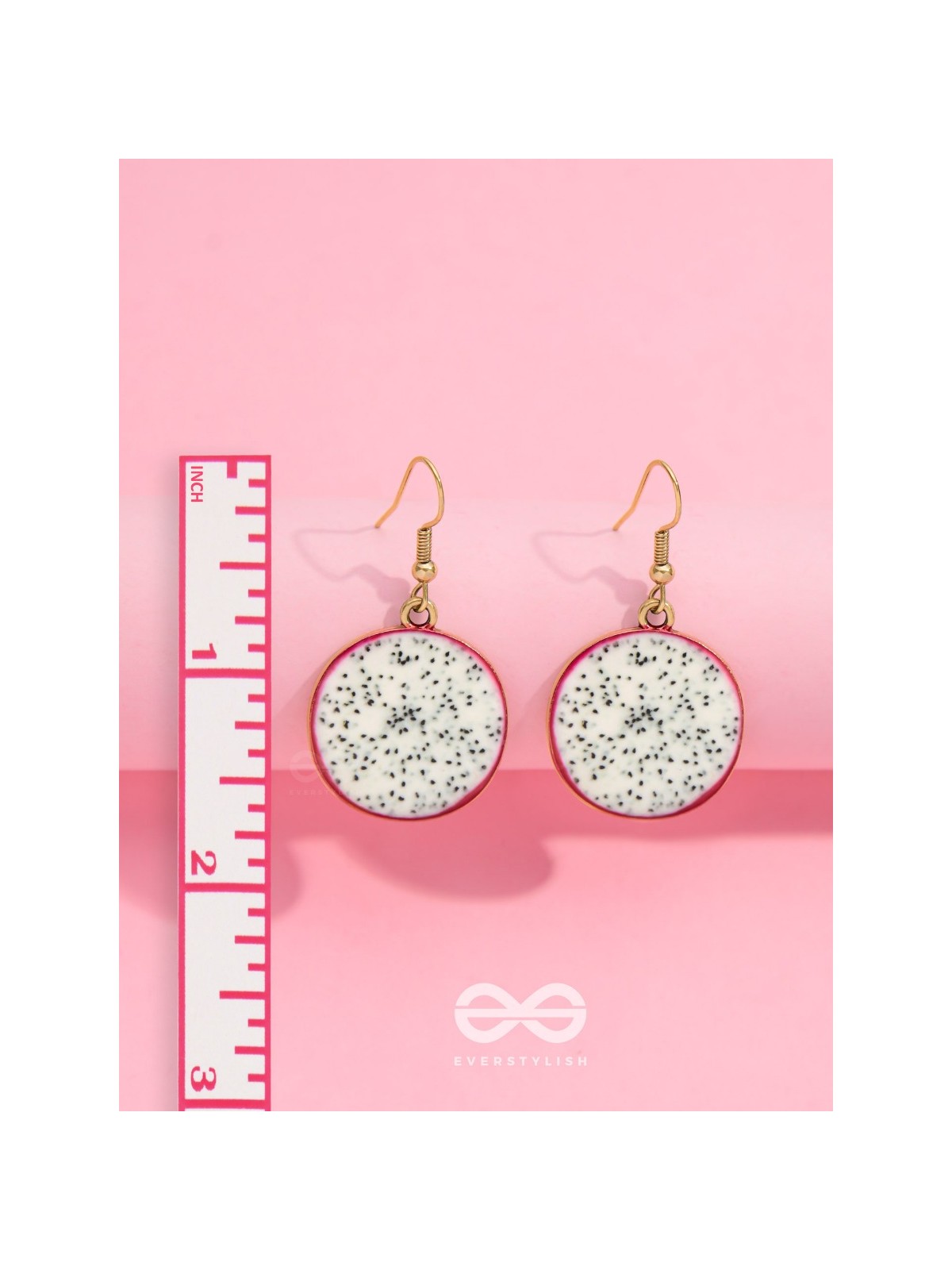 THE DRAGONFRUIT DELICACY - GOLDEN EMBELISHED EARRINGS