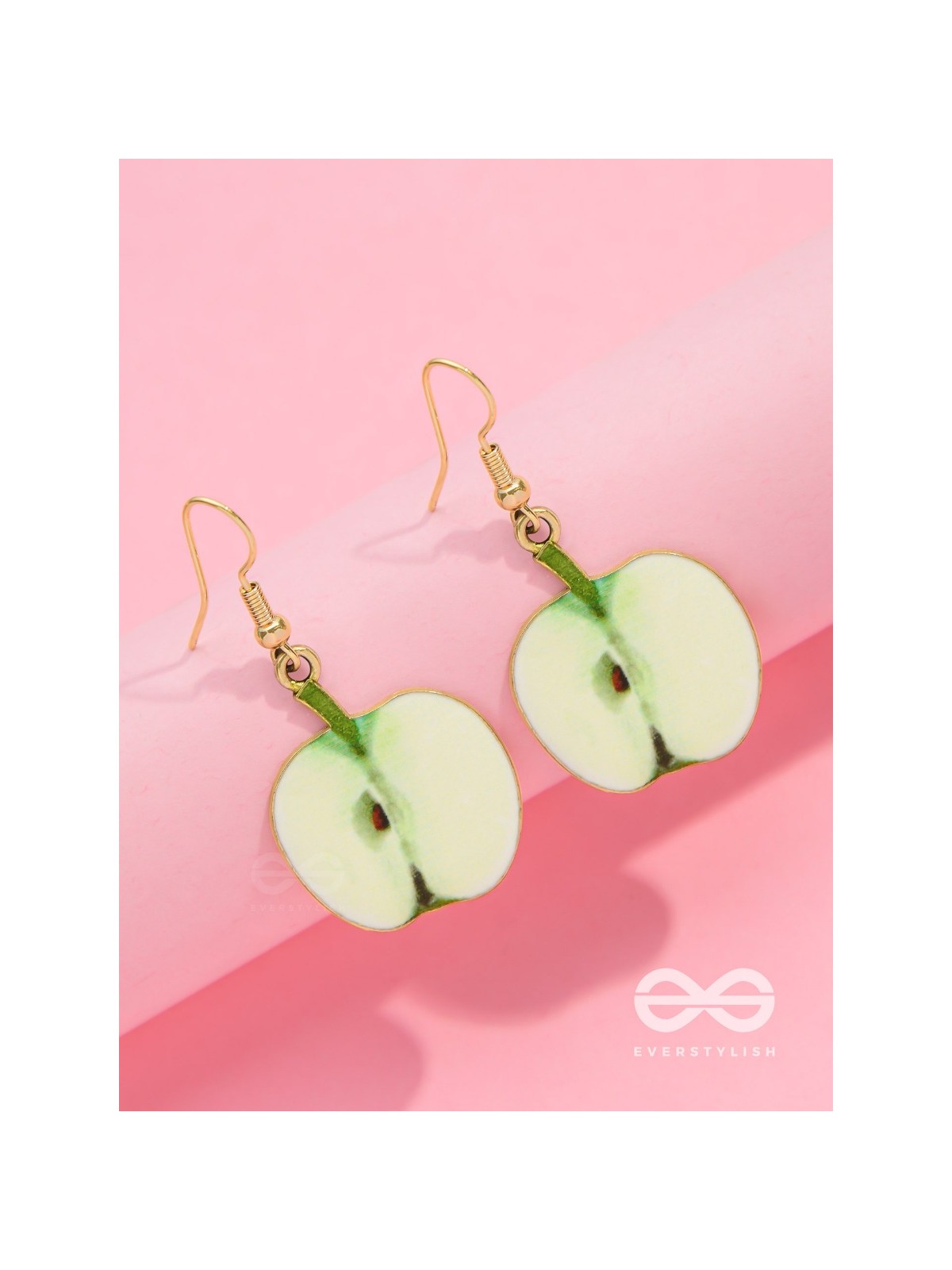 SWEET APPLE SERENADE - GOLDEN EMBELISHED EARRINGS