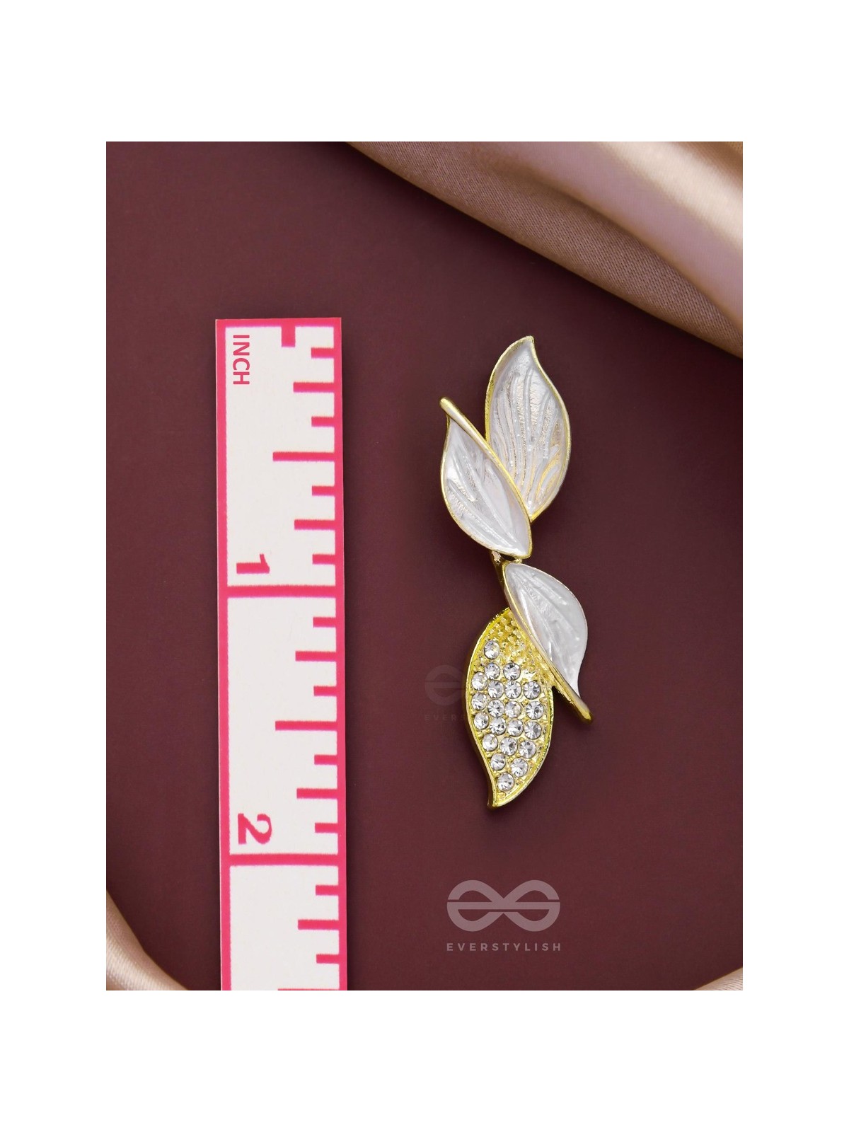 WINGS OF MAGIC - GOLDEN AND WHITE EMBELLISHED EARRINGS