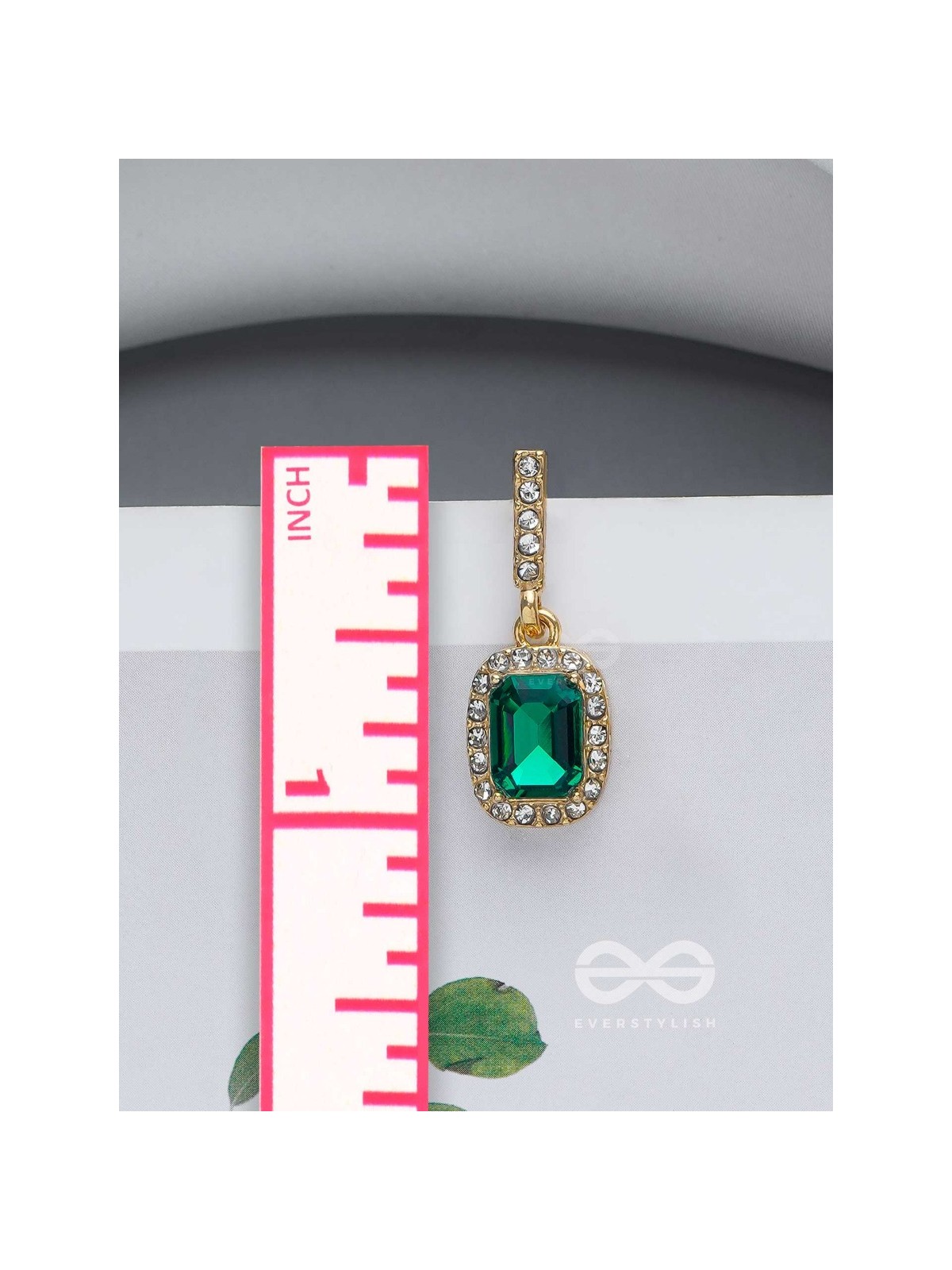 GLOWING GLIMMERS - SILVER AND GREEN EMBELLISHED EARRINGS