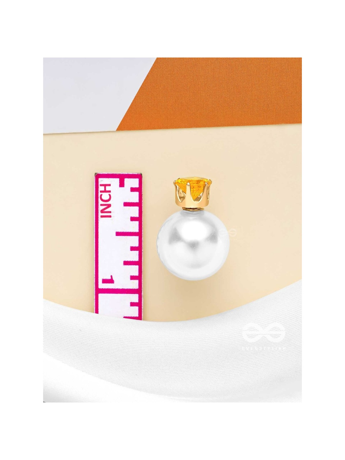 A MYSTIC PEARL - GOLDEN EMBELLISHED EARRINGS (YELLOW)