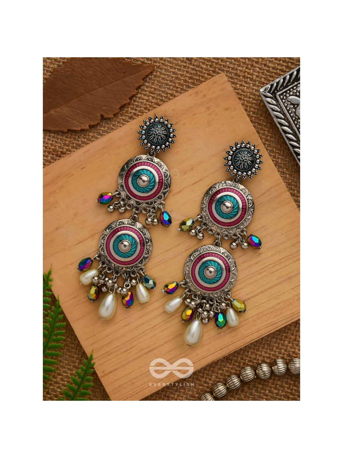 Splash Of Spectrum - Statement Oxidised Earrings