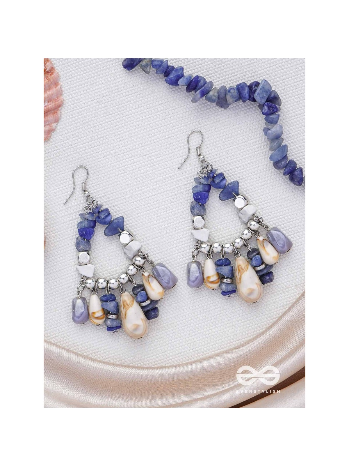 The Seaborn Sapphires - Stones And Glass Drops Earrings