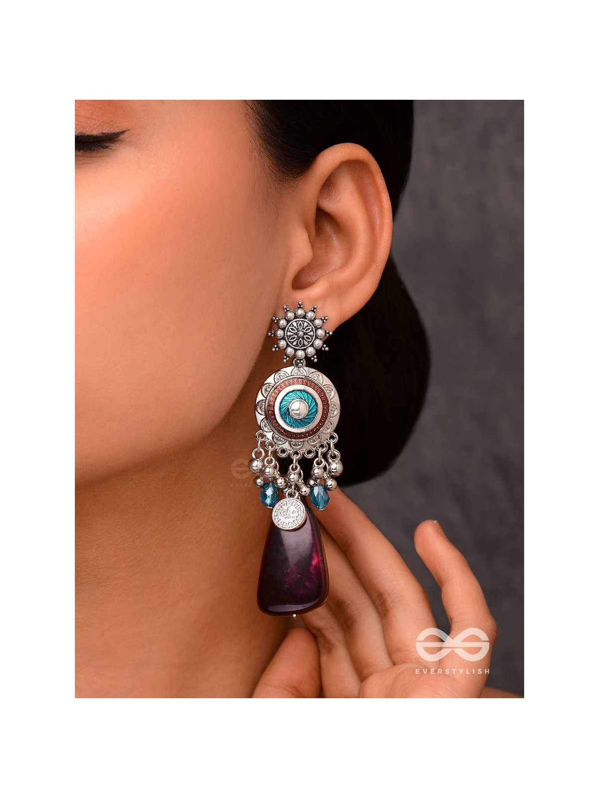 The Infinity Swirls - Enamelled Oxidised Earrings