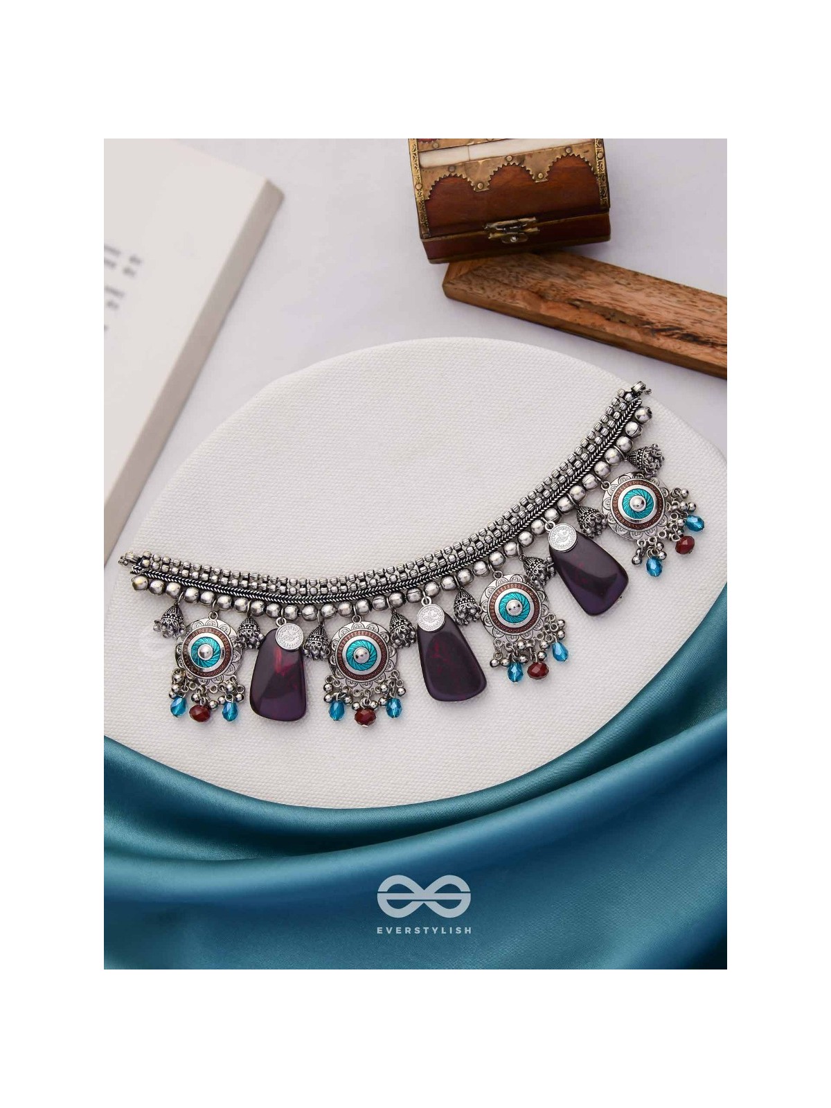 The Cosmic Spheres - Enamelled Oxidised Choker Neckpiece