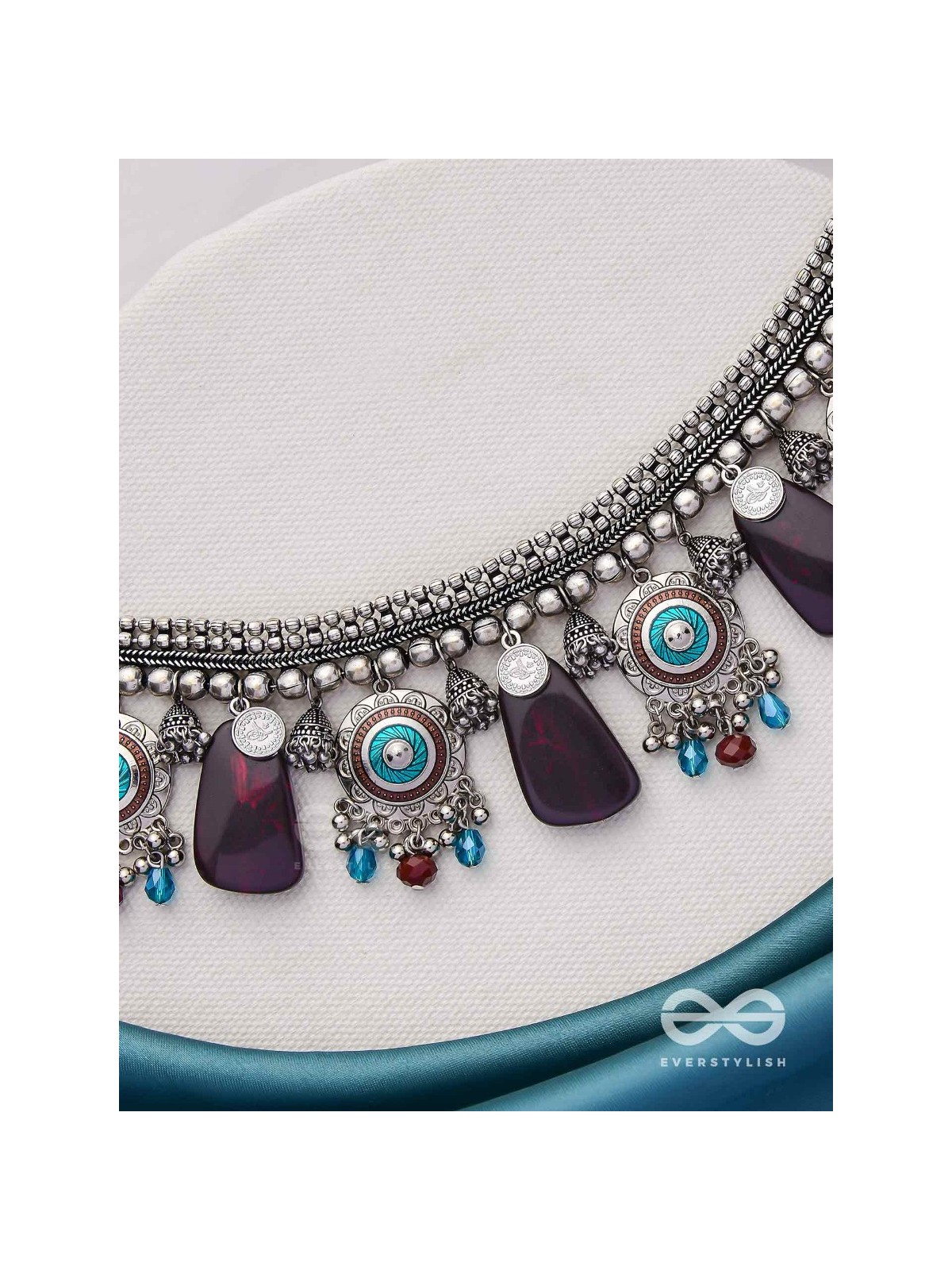 The Cosmic Spheres - Enamelled Oxidised Choker Neckpiece