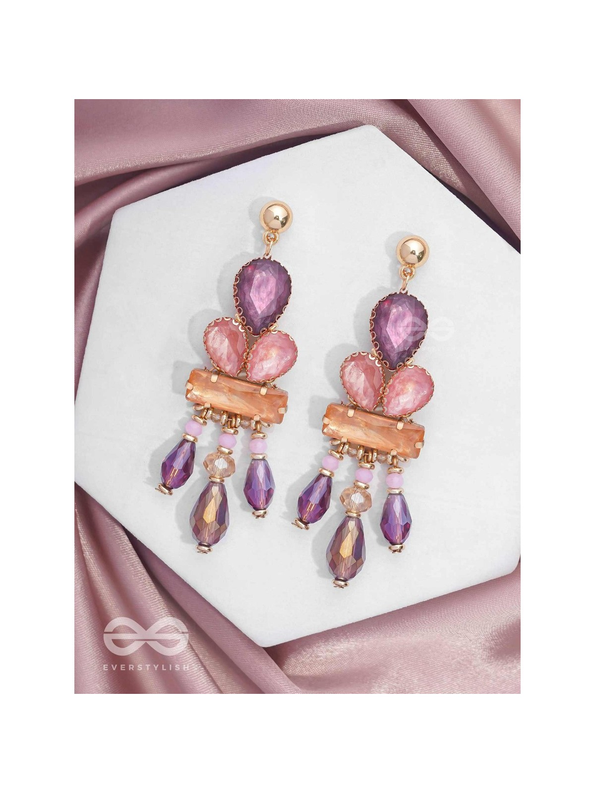 The Radiant Cascade - Golden Embellished Earrings