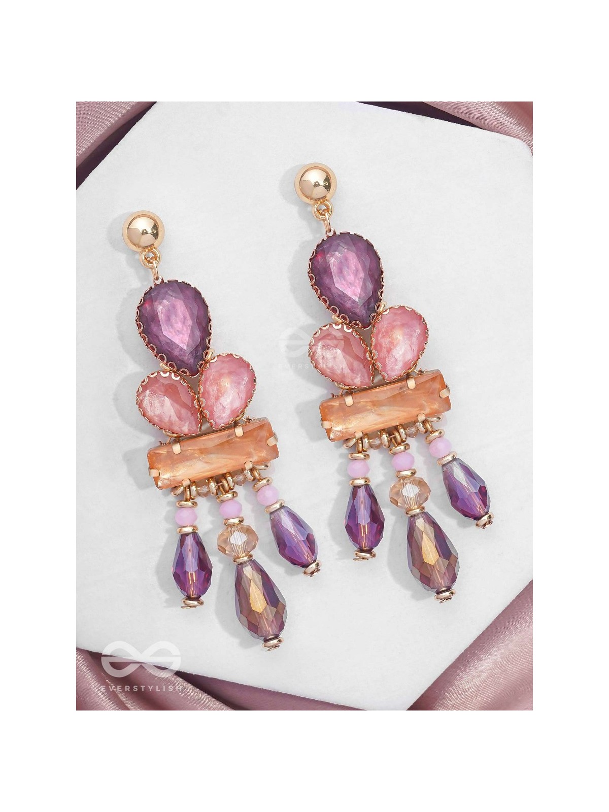 The Radiant Cascade - Golden Embellished Earrings