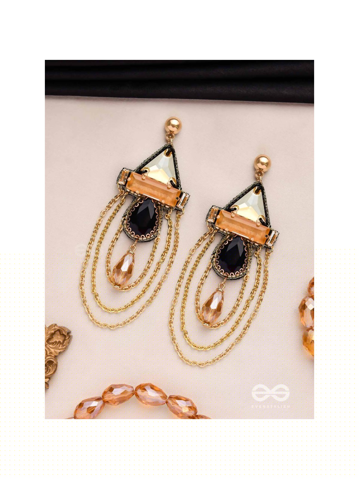 The Dusky Prisms - Embellished Golden Earrings