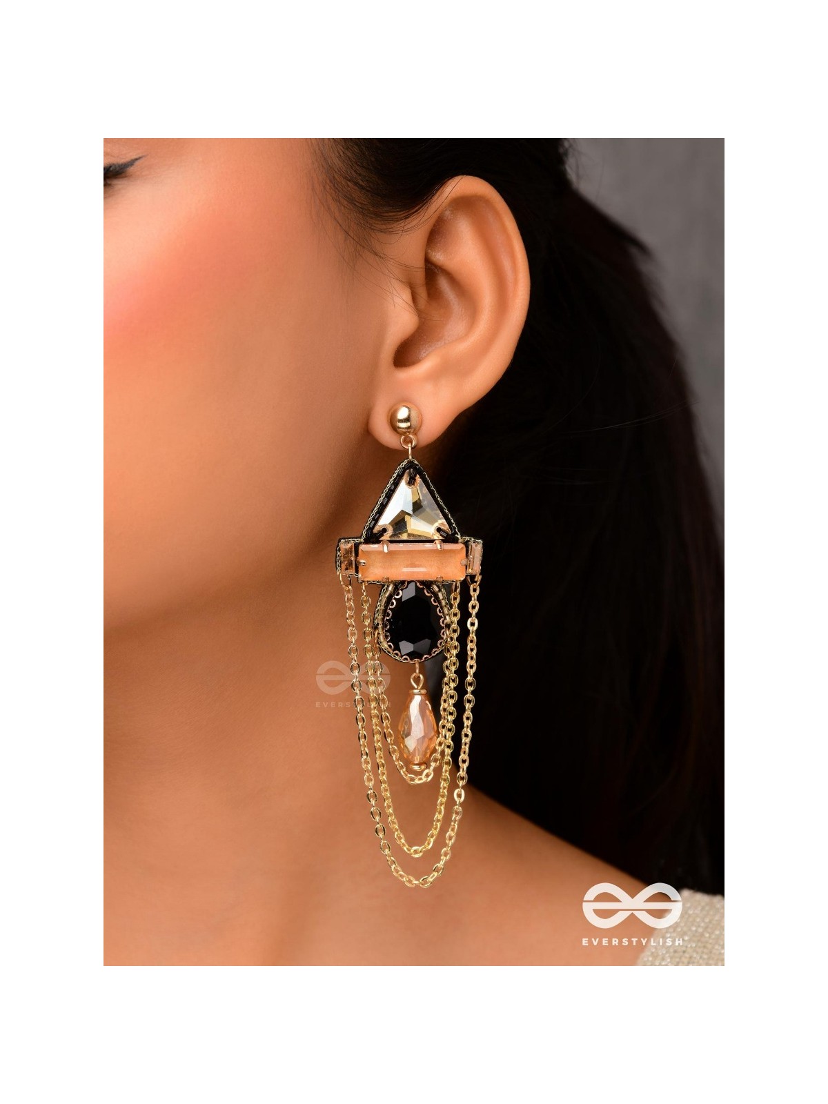 The Dusky Prisms - Embellished Golden Earrings