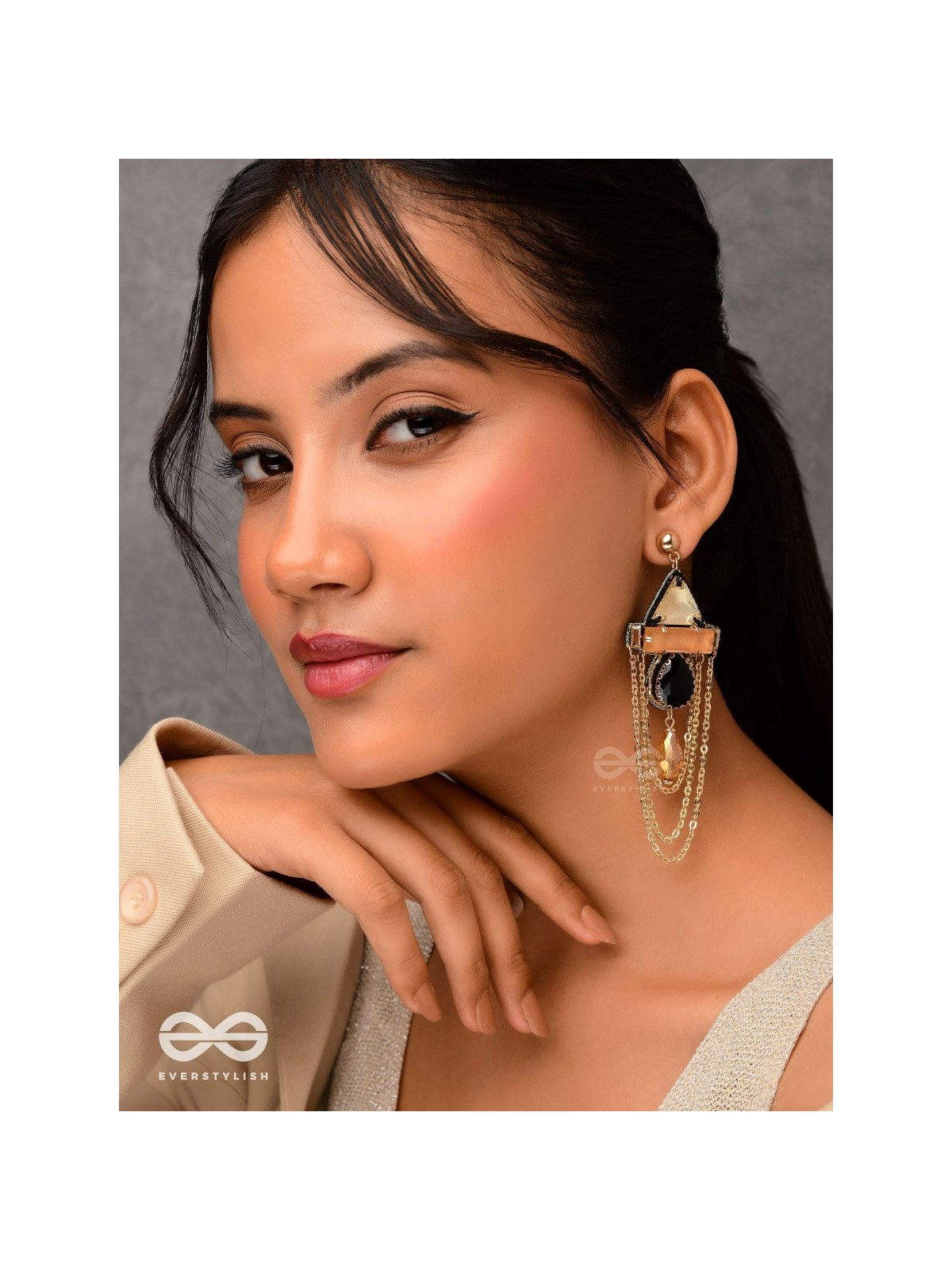 The Dusky Prisms - Embellished Golden Earrings