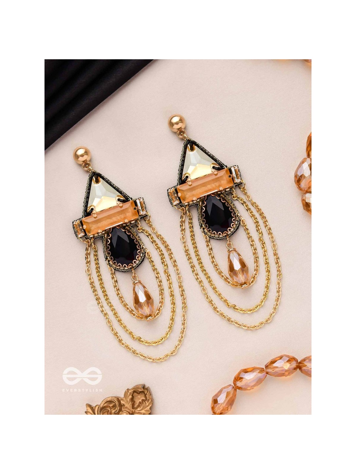 The Dusky Prisms - Embellished Golden Earrings