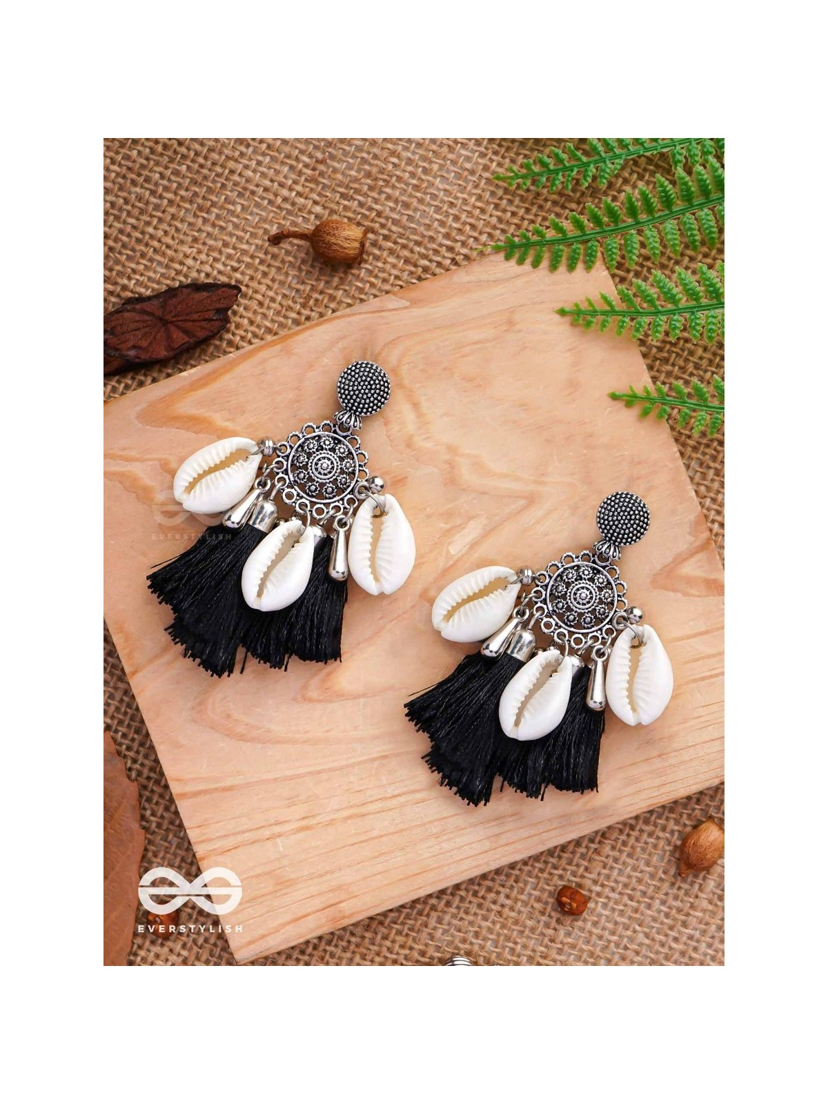 Midnight Swirls - Oxidised Earrings